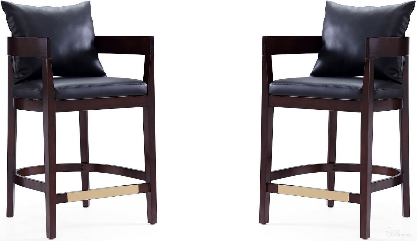 The appearance of Ritz Counter Stool in Black and Dark Walnut (Set of 2) designed by Manhattan Comfort in the transitional interior design. This black piece of furniture was selected by 1StopBedrooms from Ritz Collection to add a touch of cosiness and style into your home. Sku: CS006-BK;CS006-BK. Material: Wood.