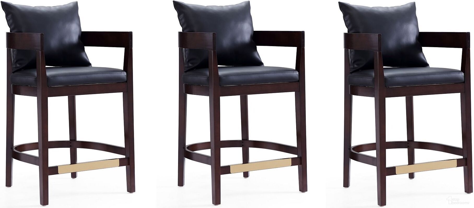The appearance of Ritz Counter Stool in Black and Dark Walnut (Set of 3) designed by Manhattan Comfort in the transitional interior design. This black piece of furniture was selected by 1StopBedrooms from Ritz Collection to add a touch of cosiness and style into your home. Sku: CS006-BK;CS006-BK;CS006-BK. Material: Wood.
