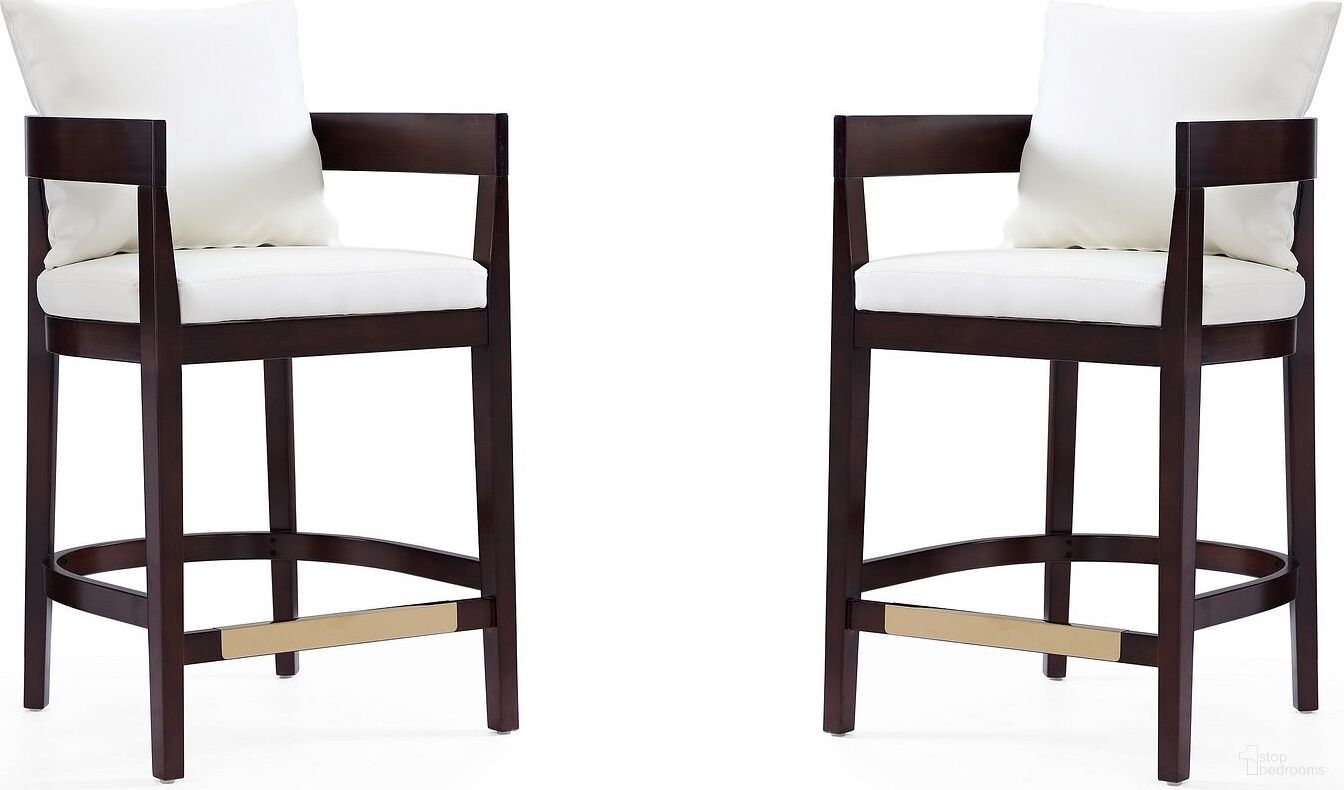 The appearance of Ritz Counter Stool in Ivory and Dark Walnut (Set of 2) designed by Manhattan Comfort in the transitional interior design. This ivory piece of furniture was selected by 1StopBedrooms from Ritz Collection to add a touch of cosiness and style into your home. Sku: CS006-IV;CS006-IV. Material: Wood.