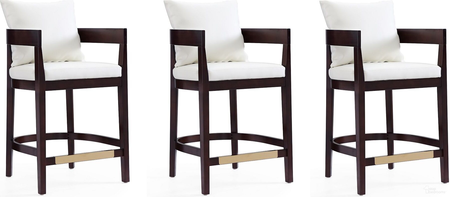 The appearance of Ritz Counter Stool in Ivory and Dark Walnut (Set of 3) designed by Manhattan Comfort in the transitional interior design. This ivory piece of furniture was selected by 1StopBedrooms from Ritz Collection to add a touch of cosiness and style into your home. Sku: CS006-IV;CS006-IV;CS006-IV. Material: Wood.