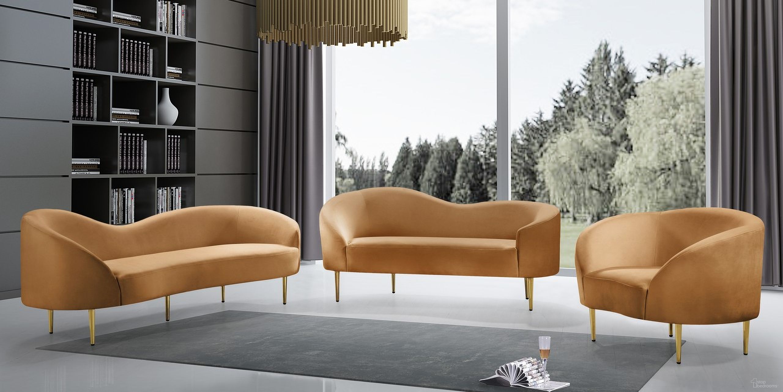 Ritz Living Room Set In Saddle