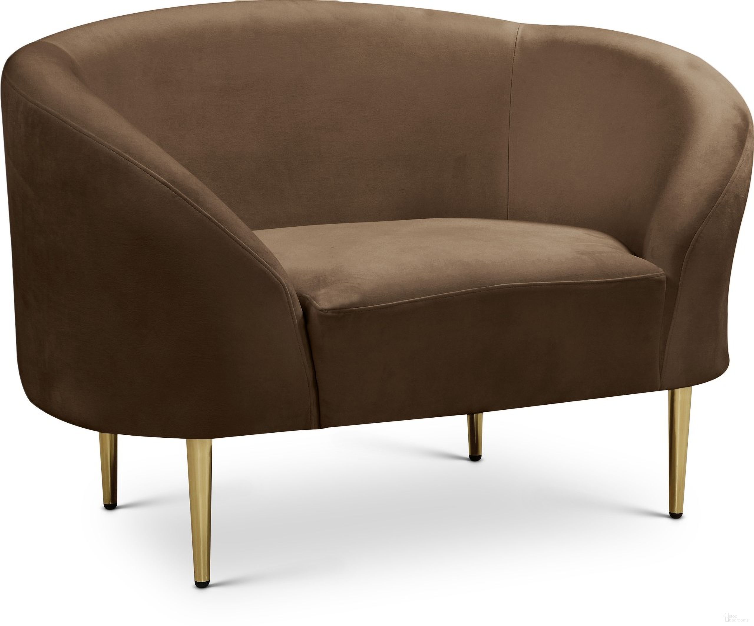 Ritz Velvet Chair In Brown