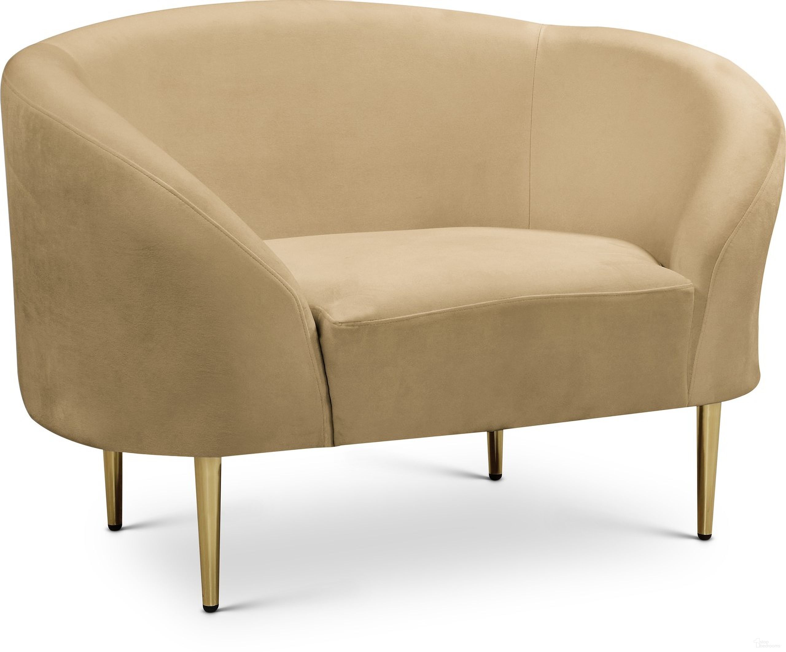 The appearance of Ritz Velvet Chair In Camel designed by Meridian in the modern / contemporary interior design. This camel piece of furniture was selected by 1StopBedrooms from Ritz Collection to add a touch of cosiness and style into your home. Sku: 659Camel-C. Material: Velvet.