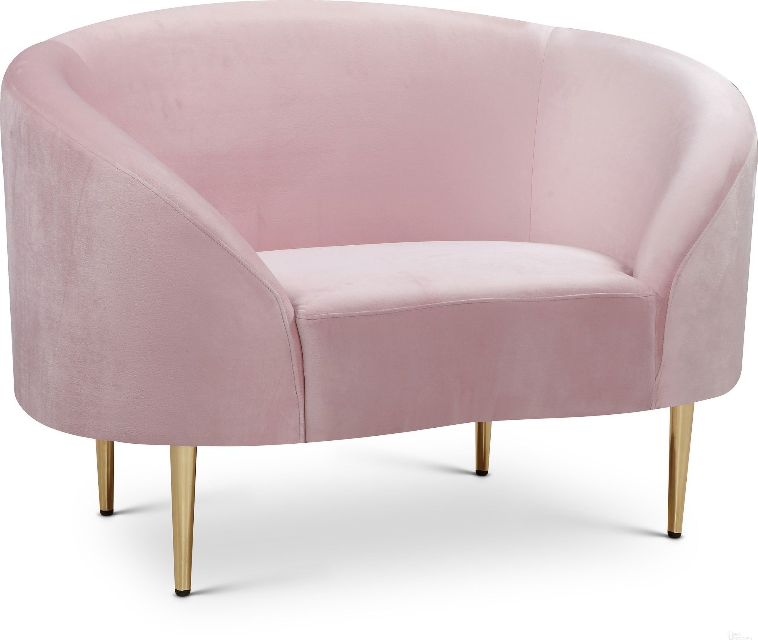 The appearance of Ritz Velvet Chair In Pink designed by Meridian in the modern / contemporary interior design. This pink piece of furniture  was selected by 1StopBedrooms from Ritz Collection to add a touch of cosiness and style into your home. Sku: 659Pink-C. Material: Velvet.
