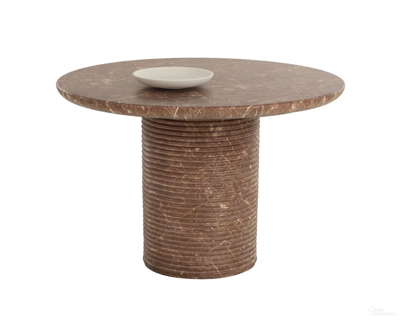 Riva 43 Inch Marble Look Dining Table In Mocha