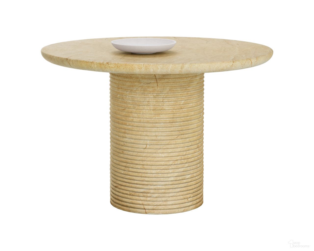 Riva 43 Inch Travertine Look Dining Table In Natural