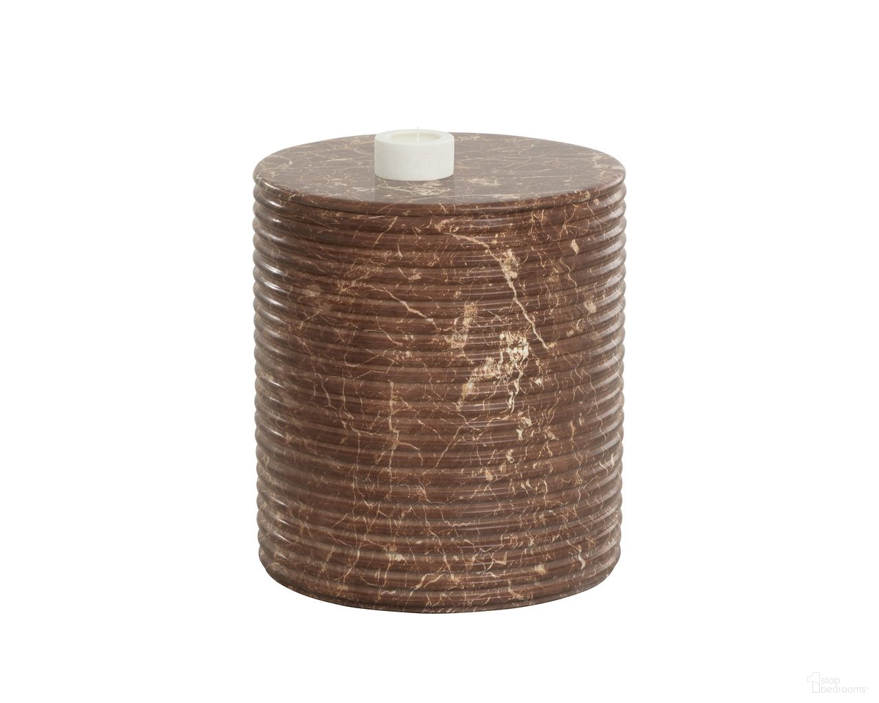 Riva Marble Look Stool In Mocha