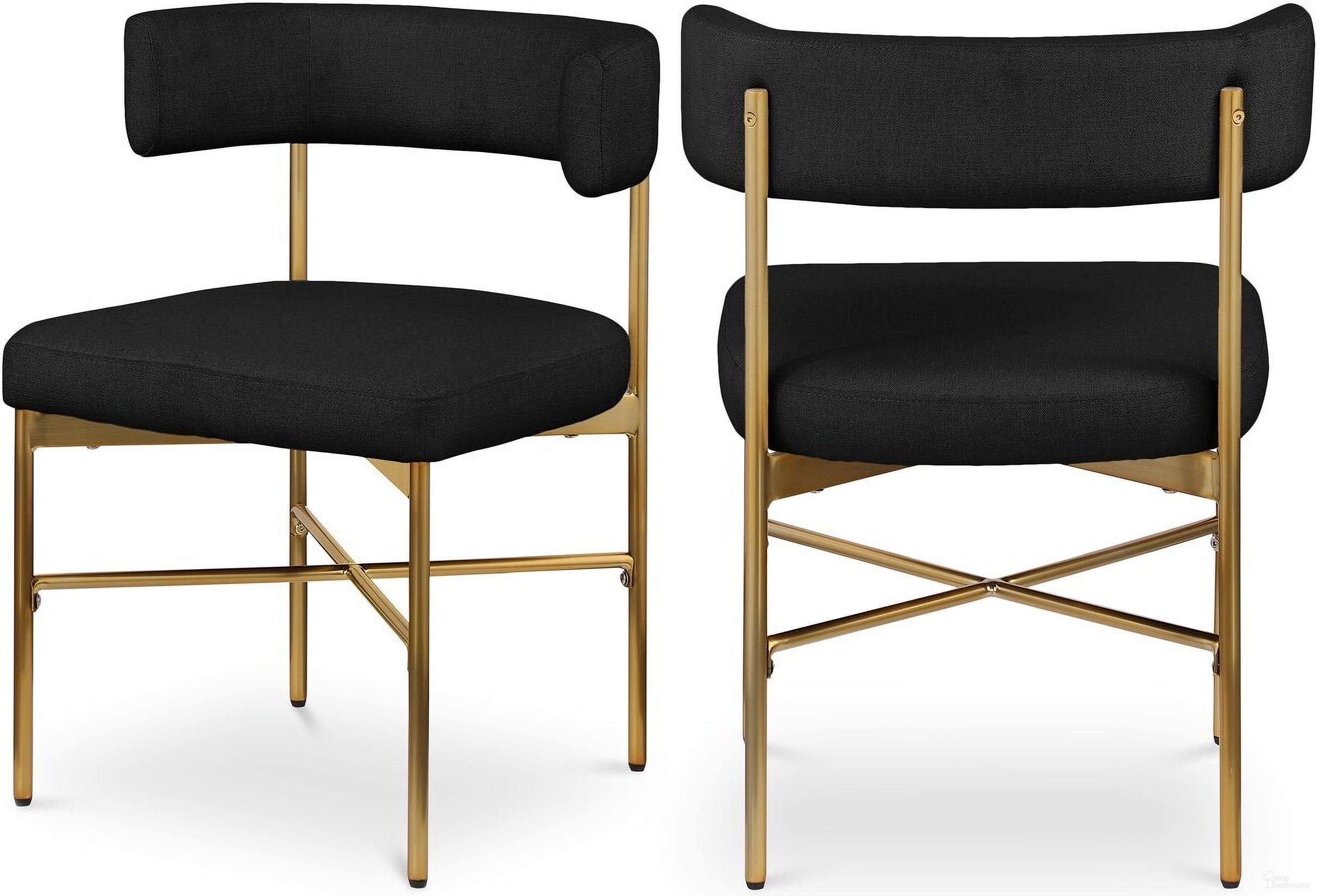 The appearance of Rivage Durable Linen Textured Fabric Dining Chair Set of 2 In Black/Brushed Gold designed by Meridian in the modern / contemporary interior design. This black piece of furniture was selected by 1StopBedrooms from Rivage Collection to add a touch of cosiness and style into your home. Sku: 926Black-C. Material: Wood. Chair Type: Side Chair.