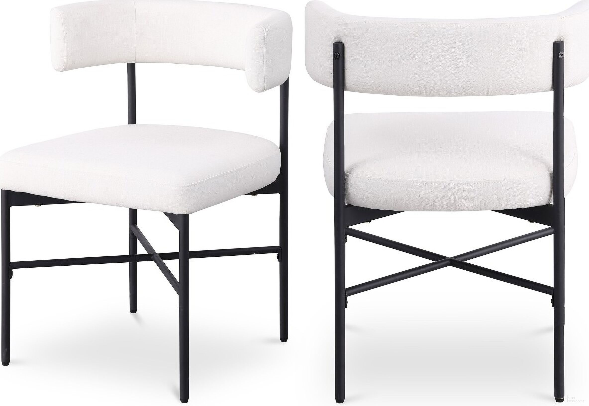 The appearance of Rivage Durable Linen Textured Fabric Dining Chair Set of 2 In Cream/Matte Black designed by Meridian in the modern / contemporary interior design. This cream piece of furniture  was selected by 1StopBedrooms from Rivage Collection to add a touch of cosiness and style into your home. Sku: 928Cream-C. Material: Wood. Chair Type: Side Chair.