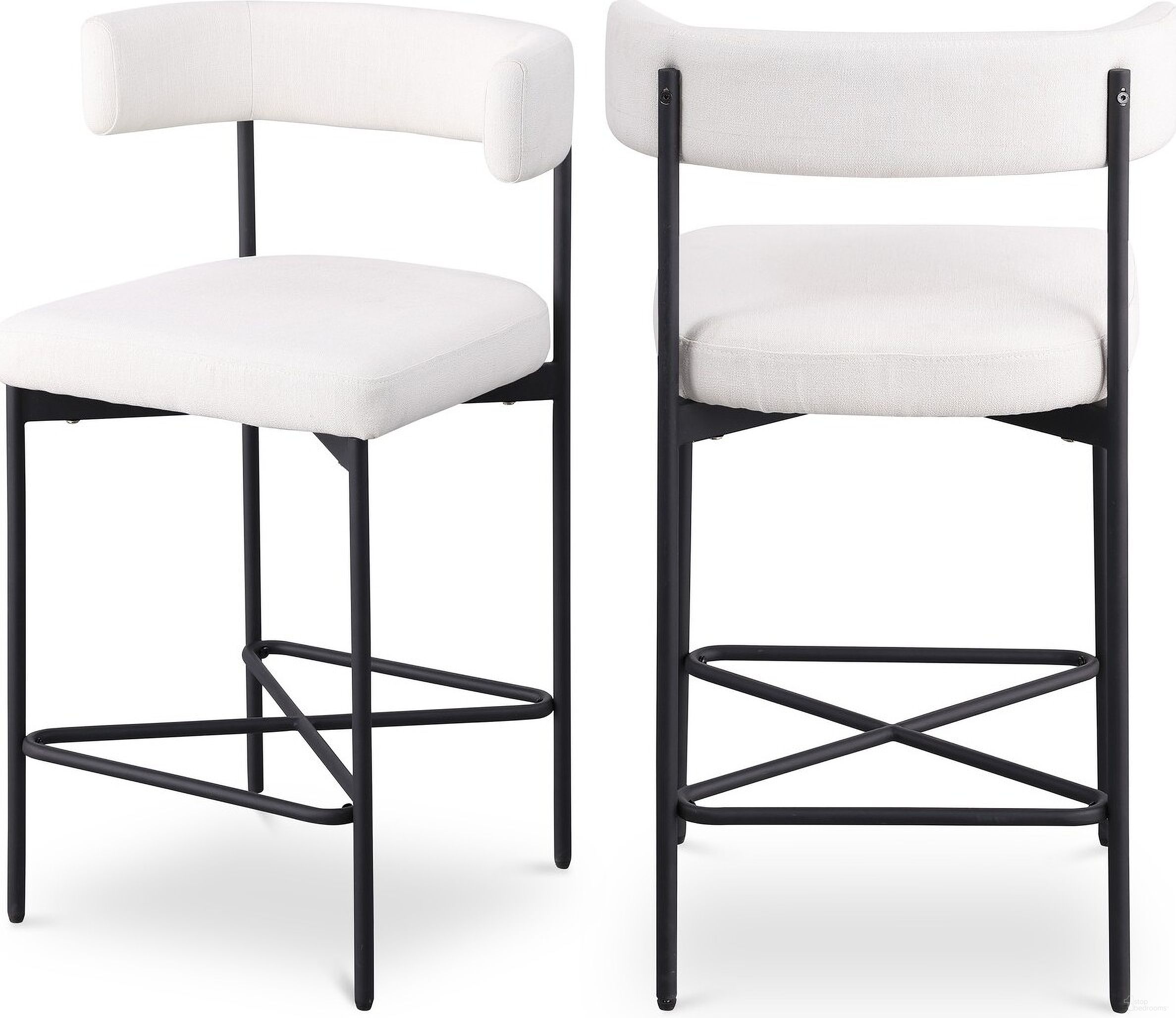 The appearance of Rivage Durable Linen Textured Fabric Stool Set of 2 In Cream/Matte Black designed by Meridian in the modern / contemporary interior design. This cream piece of furniture was selected by 1StopBedrooms from Rivage Collection to add a touch of cosiness and style into your home. Sku: 929Cream-C. Material: Wood.