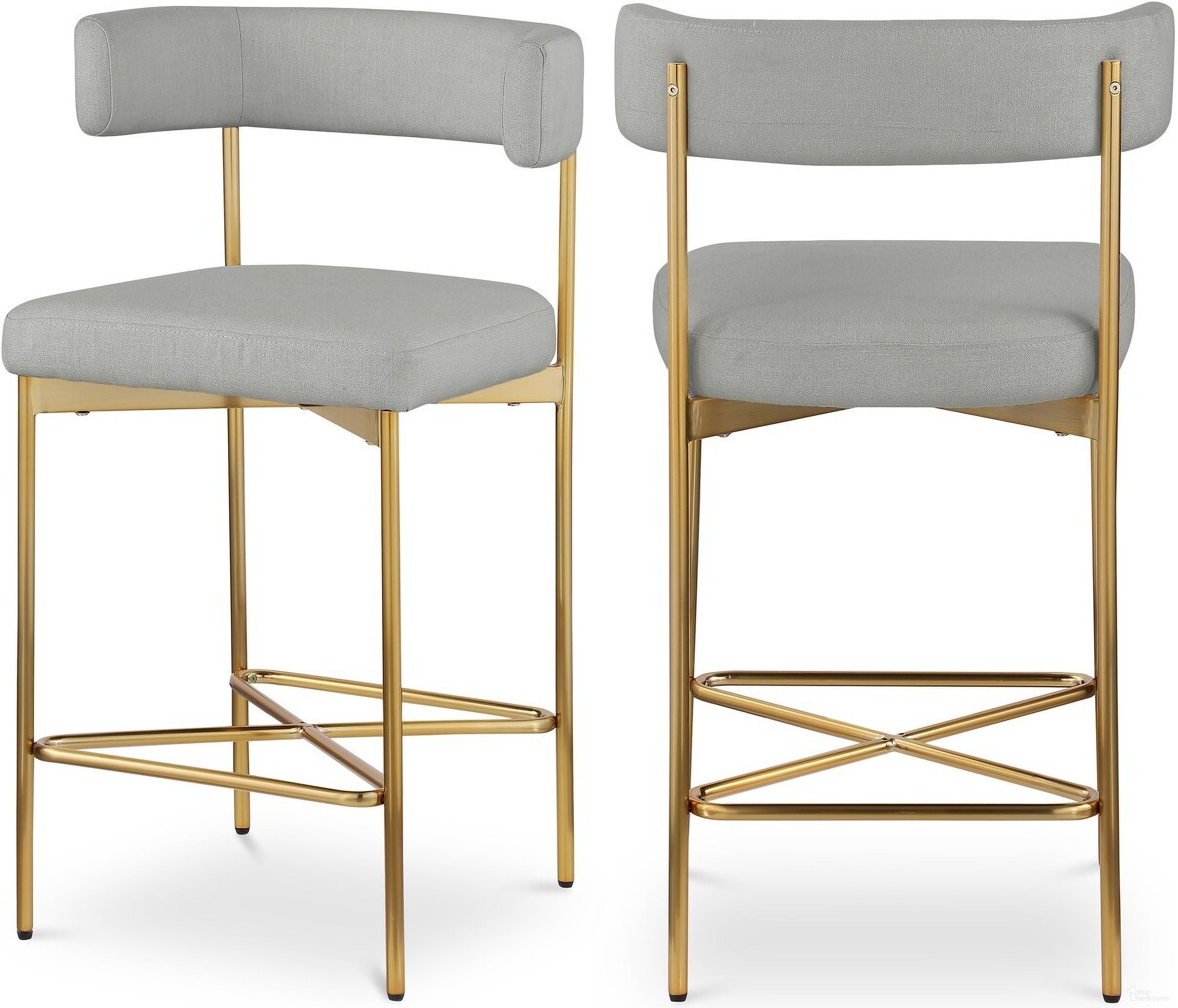 The appearance of Rivage Durable Linen Textured Fabric Stool Set of 2 In Light Grey/Brushed Gold designed by Meridian in the modern / contemporary interior design. This light grey piece of furniture  was selected by 1StopBedrooms from Rivage Collection to add a touch of cosiness and style into your home. Sku: 927Grey-C. Material: Wood.