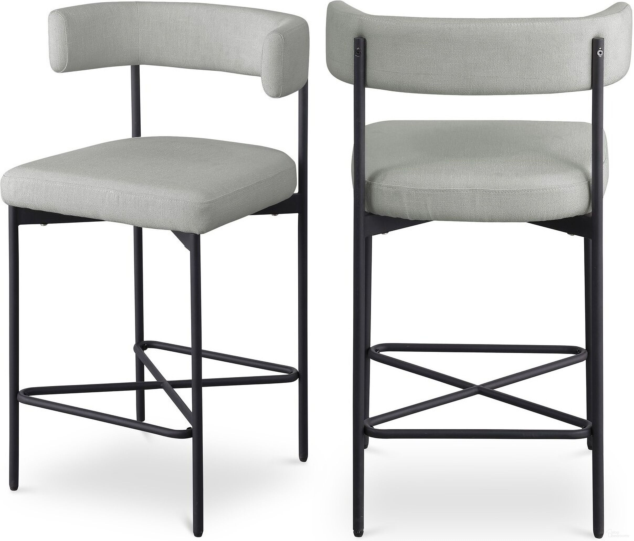 The appearance of Rivage Durable Linen Textured Fabric Stool Set of 2 In Light Grey/Matte Black designed by Meridian in the modern / contemporary interior design. This light grey piece of furniture  was selected by 1StopBedrooms from Rivage Collection to add a touch of cosiness and style into your home. Sku: 929Grey-C. Material: Wood.