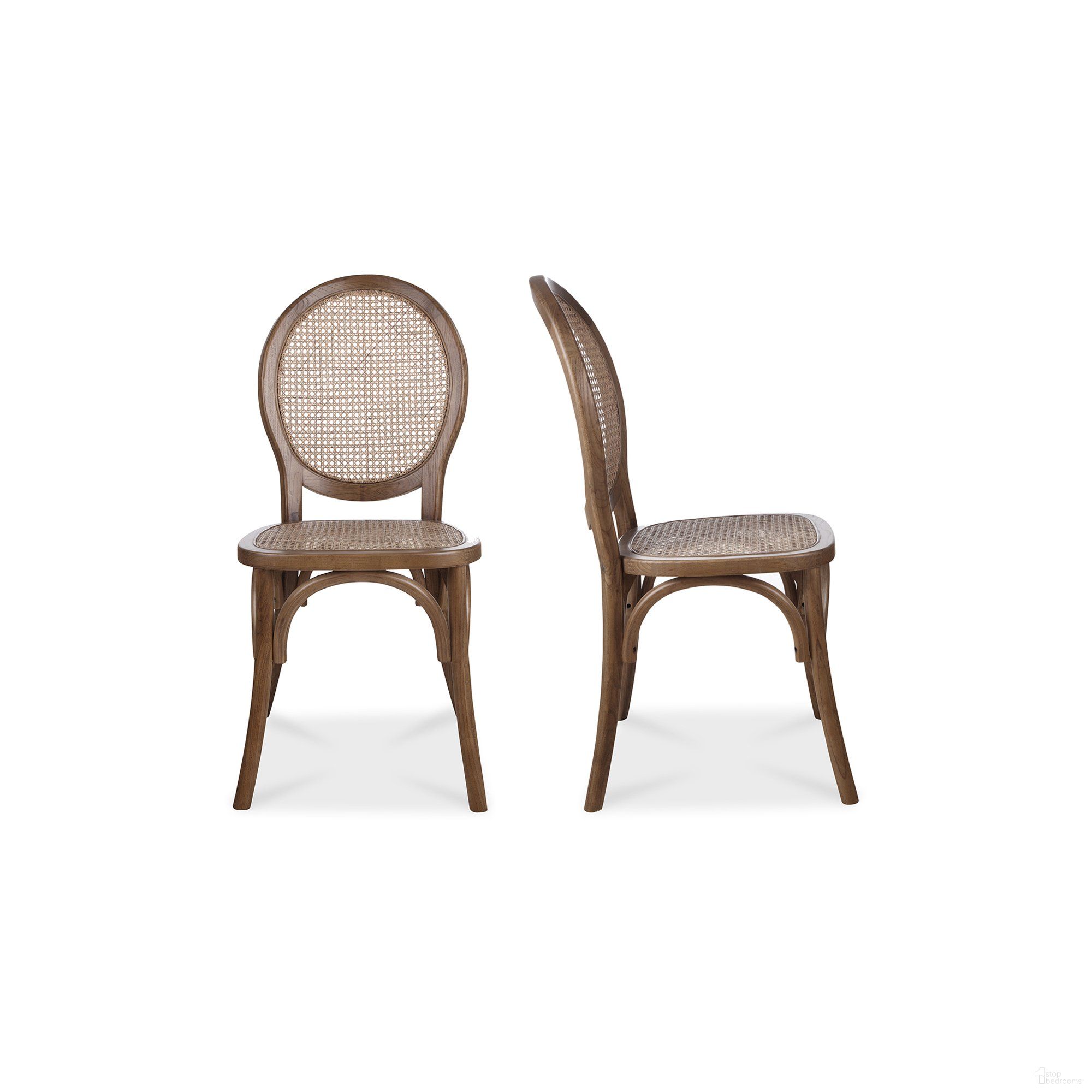 The appearance of Rivalto Walnut Solid Elm Wood Dining Chairs Set of 2 designed by Moes Home in the traditional interior design. This brown piece of furniture  was selected by 1StopBedrooms from Rivalto Collection to add a touch of cosiness and style into your home. Sku: FG-1016-03. Material: Wood. Chair Type: Side Chair.