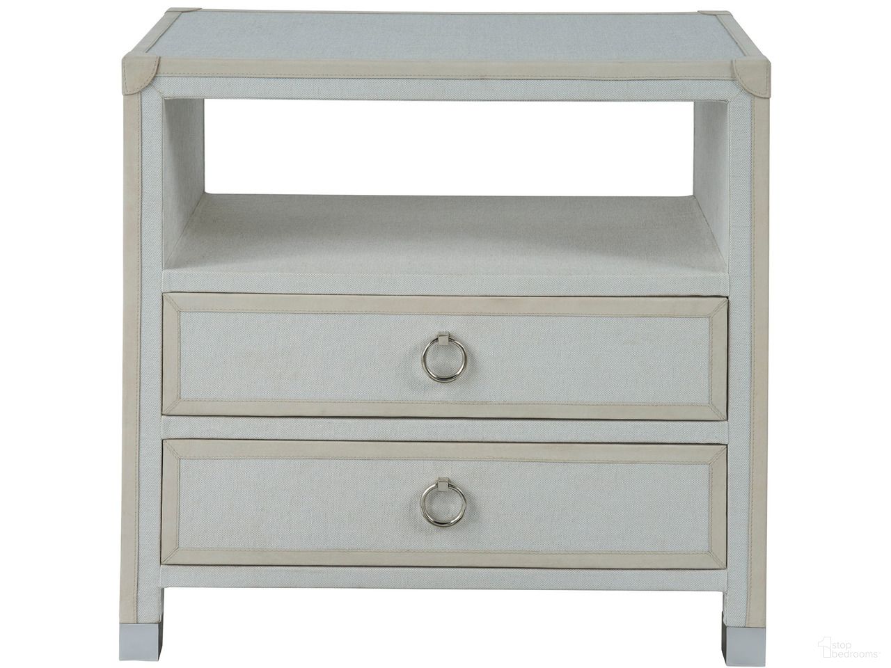 The appearance of Riven Nightstand In Cream designed by Universal in the transitional interior design. This cream piece of furniture was selected by 1StopBedrooms from Modern Collection to add a touch of cosiness and style into your home. Sku: U365E356. Material: Wood.