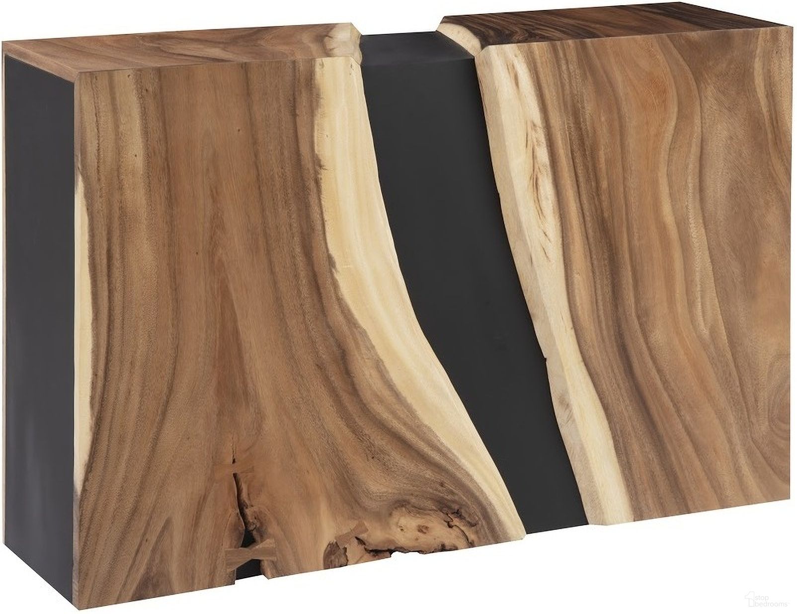 The appearance of River Double-Sided Console Table with Acacia Wood Cladding In Black and Natural designed by Phillips Collection in the modern / contemporary interior design. This black and natural piece of furniture  was selected by 1StopBedrooms from  to add a touch of cosiness and style into your home. Sku: TH103725. Material: Solid Wood.