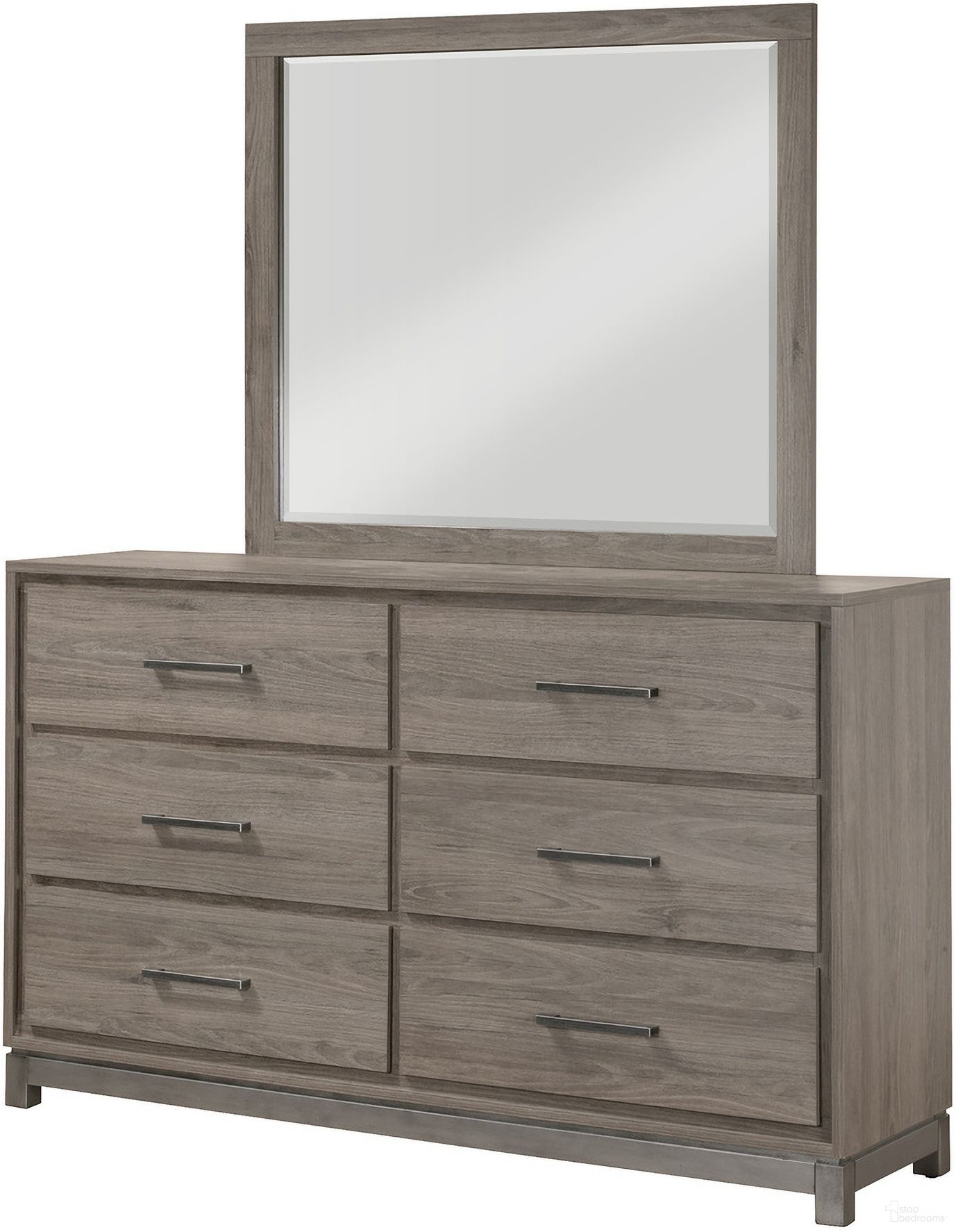 The appearance of River Dresser Mirror In Gray Oak designed by Crown Mark in the transitional interior design. This gray oak piece of furniture was selected by 1StopBedrooms from River Collection to add a touch of cosiness and style into your home. Sku: B3150-11. Material: Wood.