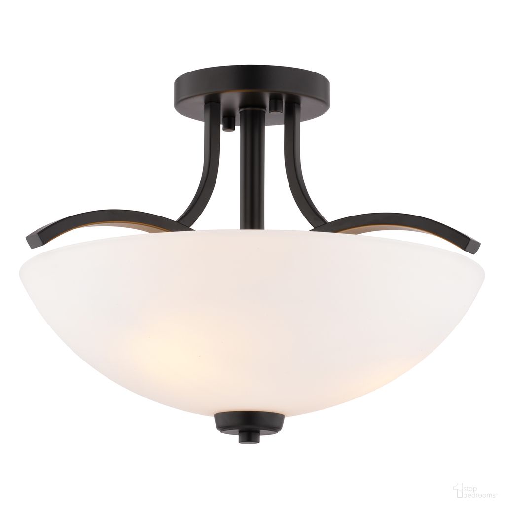 The appearance of River Grove 14.5 Inch 3 Light Semi-Flush Mount In Matte Black designed by Vaxcel in the transitional interior design. This matte black piece of furniture  was selected by 1StopBedrooms from River Grove Collection to add a touch of cosiness and style into your home. Sku: C0341. Material: Steel.