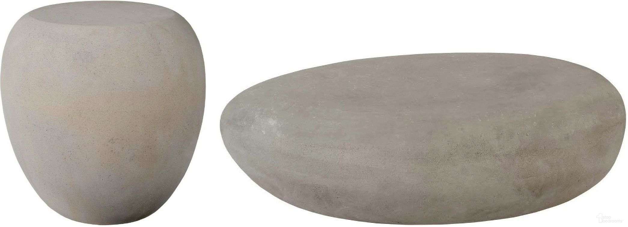 The appearance of River Stone Occasional Table Set In Off White designed by Phillips Collection in the modern / contemporary interior design. This off white piece of furniture  was selected by 1StopBedrooms from River Stone Collection to add a touch of cosiness and style into your home. Sku: PH64433;PH103554. Material: Resin.
