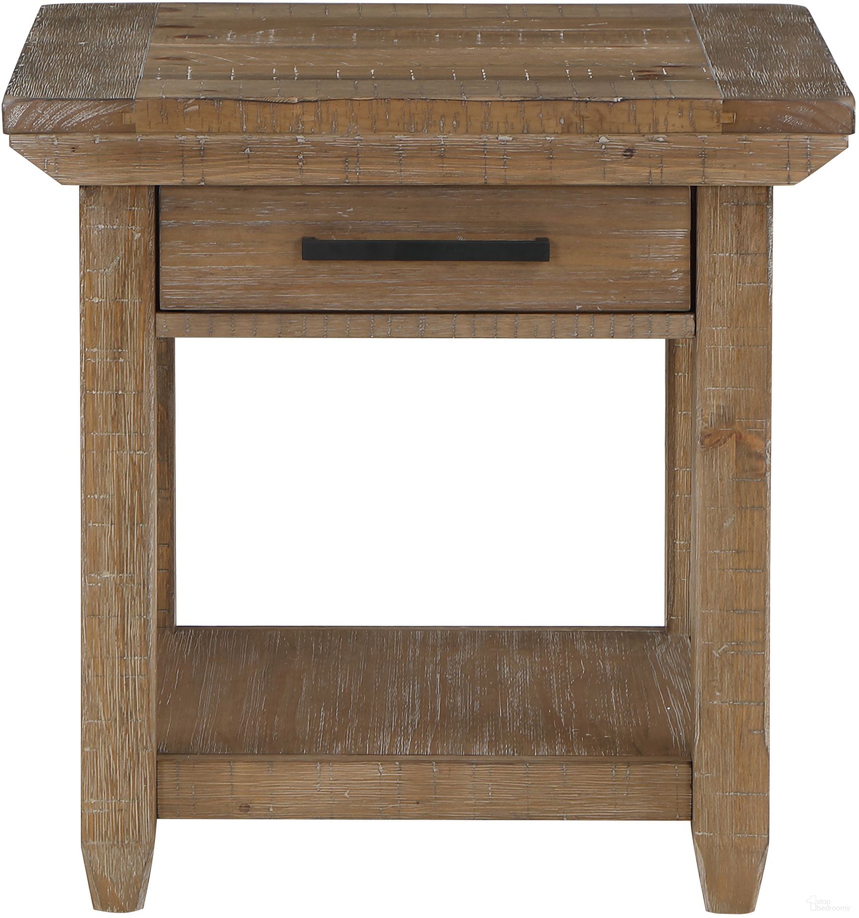 The appearance of Riverdale End Table In Brown designed by Steve Silver in the transitional interior design. This brown piece of furniture  was selected by 1StopBedrooms from Riverdale Collection to add a touch of cosiness and style into your home. Sku: RV100E. Material: MDF.