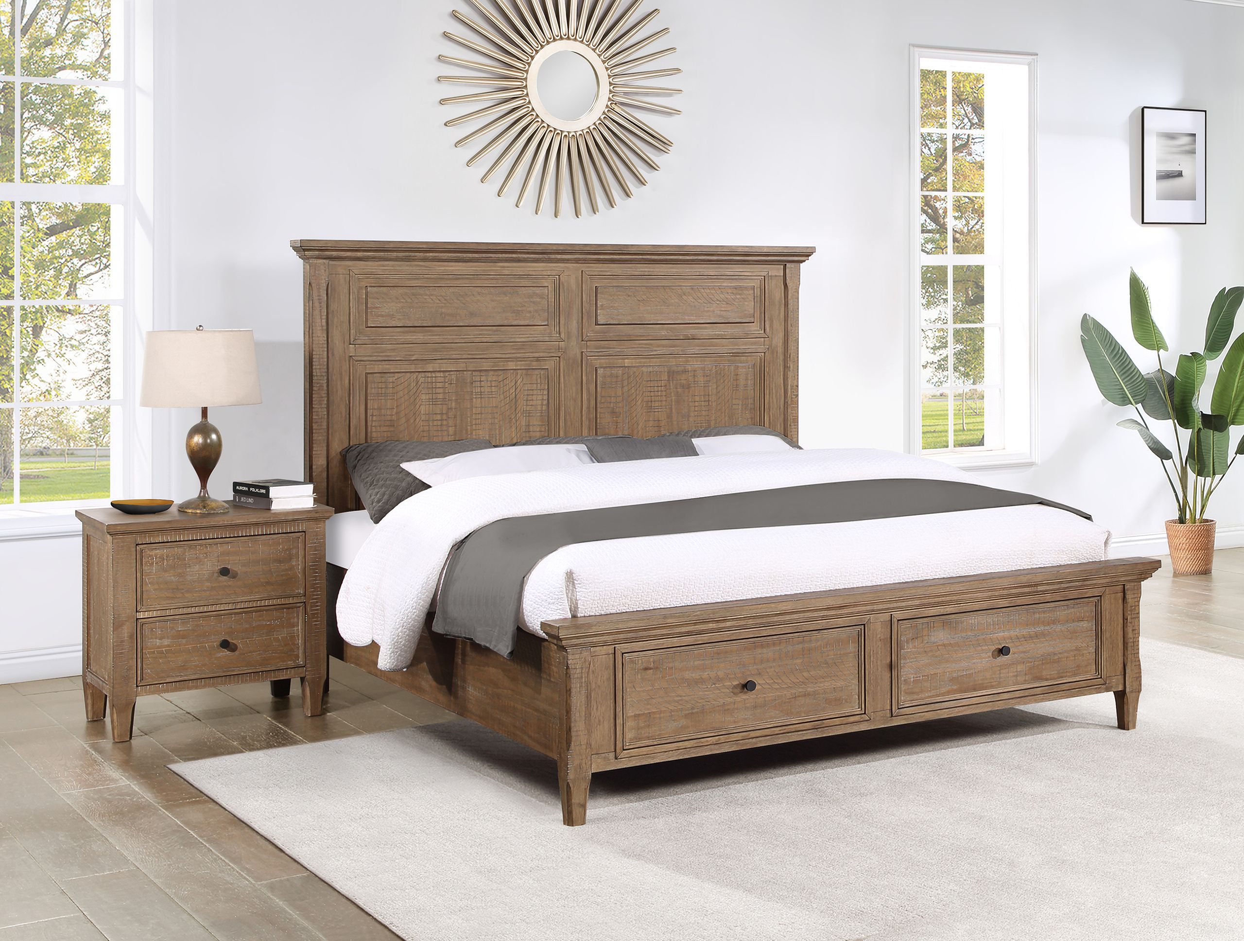The appearance of Riverdale Storage Bedroom Set In Brown designed by Steve Silver in the country / farmhouse interior design. This brown piece of furniture was selected by 1StopBedrooms from Riverdale Collection to add a touch of cosiness and style into your home. Sku: RV900QHB;RV900QSFB;RV900SR;RV900NS. Bed Type: Storage Bed. Bed Size: Queen. Material: MDF.