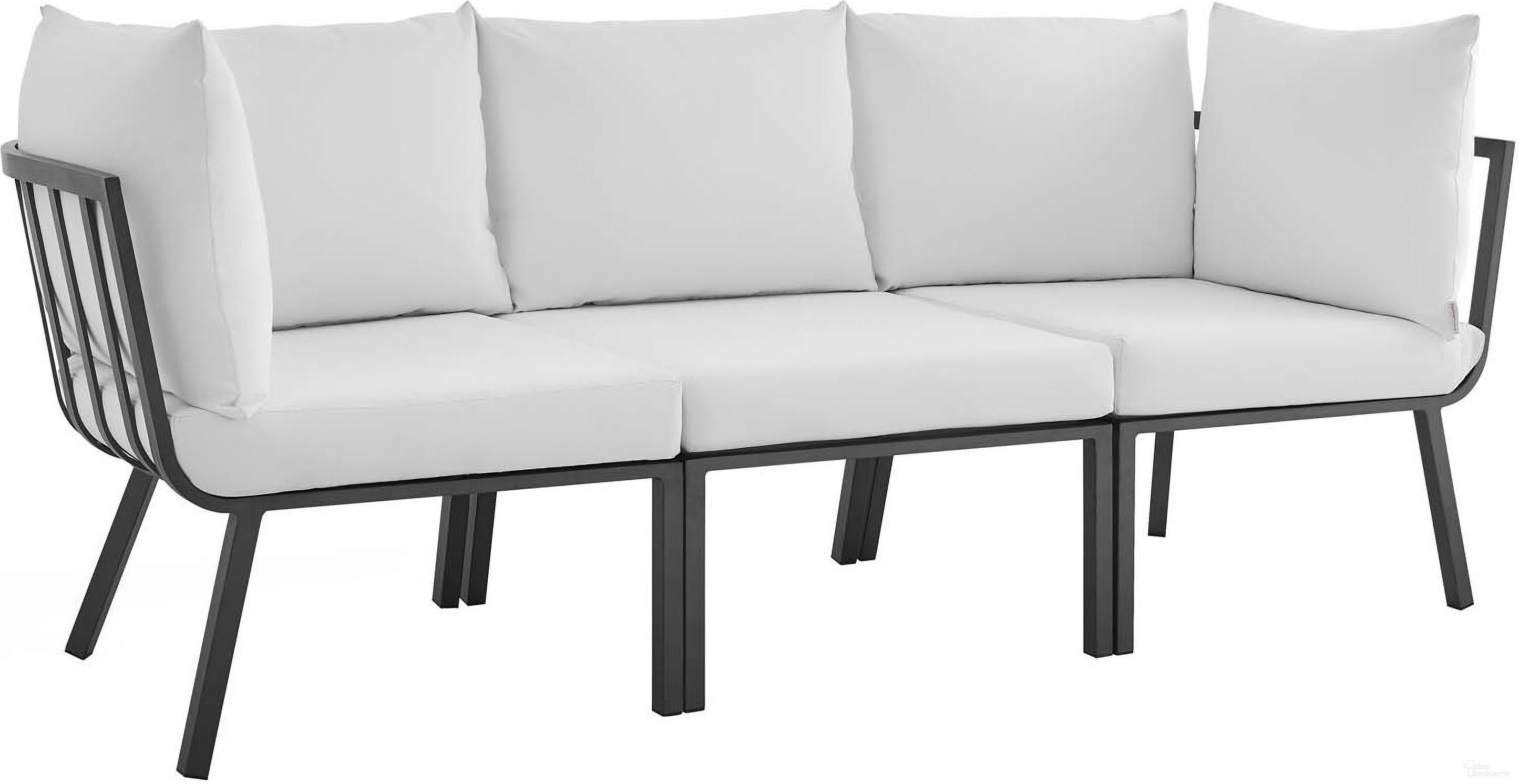 The appearance of Riverside 3 Piece Outdoor Patio Aluminum Sectional Sofa Set In Gray and White designed by Modway in the modern / contemporary interior design. This gray and white piece of furniture  was selected by 1StopBedrooms from Riverside Collection to add a touch of cosiness and style into your home. Sku: EEI-3567-SLA-WHI;EEI-3569-SLA-WHI;EEI-3569-SLA-WHI. Material: Foam.