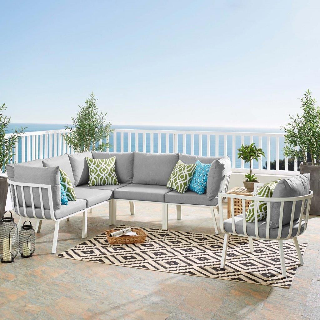 The appearance of Riverside 6 Piece Outdoor Patio Aluminum Set EEI-3791-WHI-GRY designed by Modway in the modern / contemporary interior design. This white and gray piece of furniture  was selected by 1StopBedrooms from Riverside Collection to add a touch of cosiness and style into your home. Sku: EEI-3566-WHI-GRY;EEI-3567-WHI-GRY;EEI-3567-WHI-GRY;EEI-3569-WHI-GRY;EEI-3569-WHI-GRY;EEI-3569-WHI-GRY. Material: Foam.