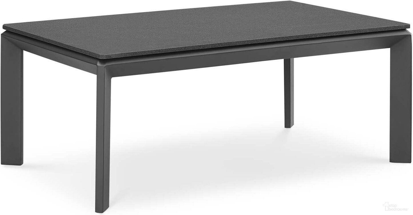 The appearance of Riverside Aluminum Outdoor Patio Coffee Table In Gray designed by Modway in the modern / contemporary interior design. This gray piece of furniture  was selected by 1StopBedrooms from Riverside Collection to add a touch of cosiness and style into your home. Sku: EEI-3570-SLA. Table Top Shape: Rectangular. Material: Aluminium.