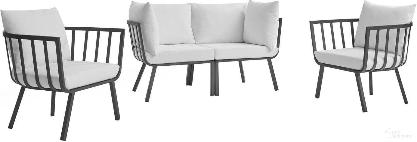 Riverside Gray and White 4 Piece Outdoor Patio Aluminum Set