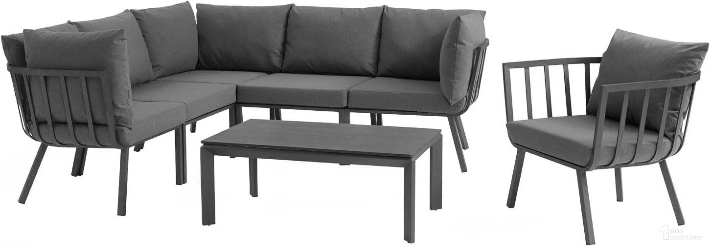 The appearance of Riverside Gray Charcoal 7 Piece Outdoor Patio Aluminum Set designed by Modway in the modern / contemporary interior design. This gray charcoal piece of furniture  was selected by 1StopBedrooms from Riverside Collection to add a touch of cosiness and style into your home. Sku: EEI-3566-SLA-CHA;EEI-3567-SLA-CHA;EEI-3567-SLA-CHA;EEI-3569-SLA-CHA;EEI-3569-SLA-CHA;EEI-3569-SLA-CHA;EEI-3570-SLA. Material: Foam.