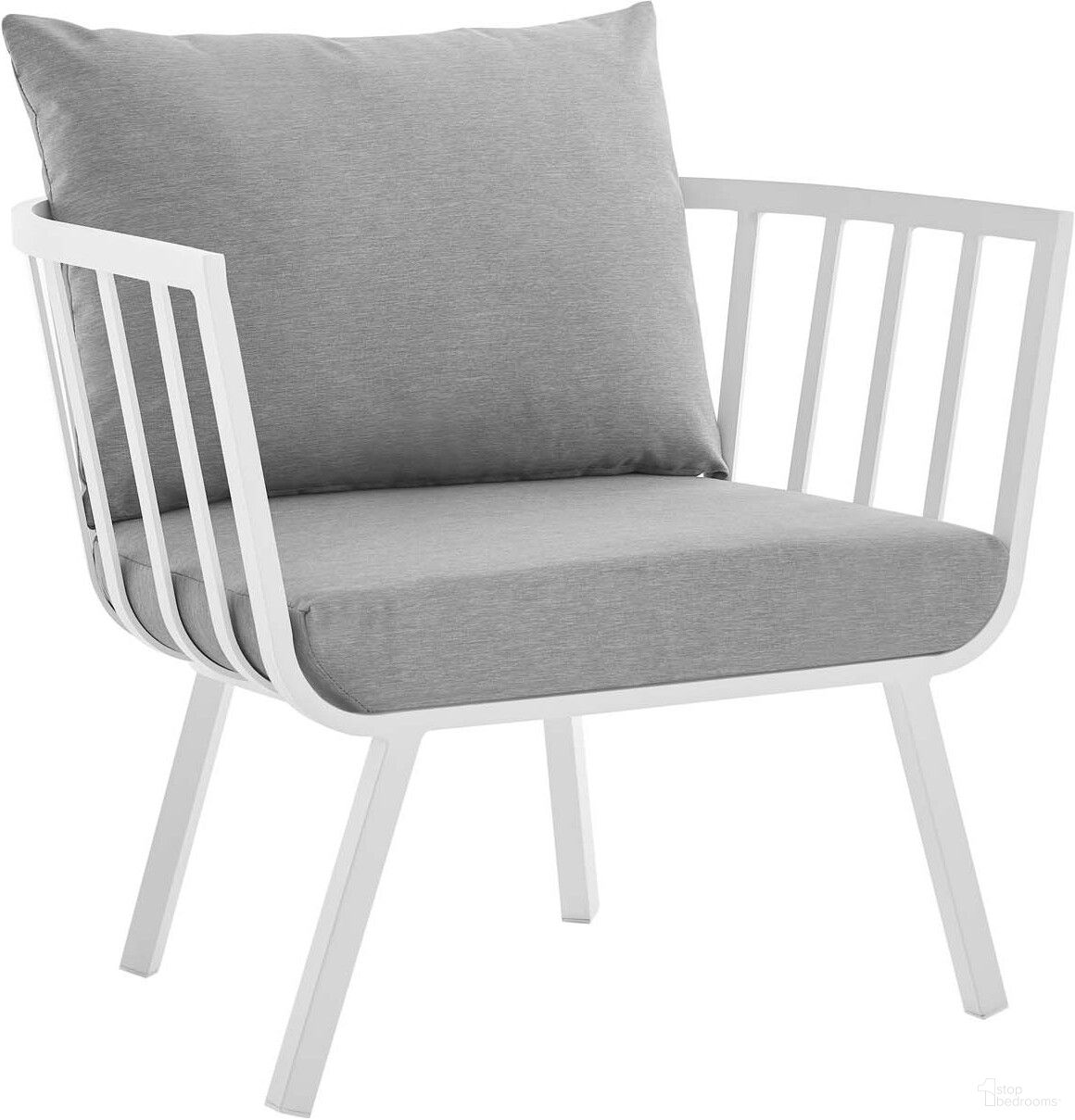The appearance of Riverside White and Gray Outdoor Patio Aluminum Arm Chair designed by Modway in the modern / contemporary interior design. This white and gray piece of furniture  was selected by 1StopBedrooms from Riverside Collection to add a touch of cosiness and style into your home. Sku: EEI-3566-WHI-GRY. Material: Foam.