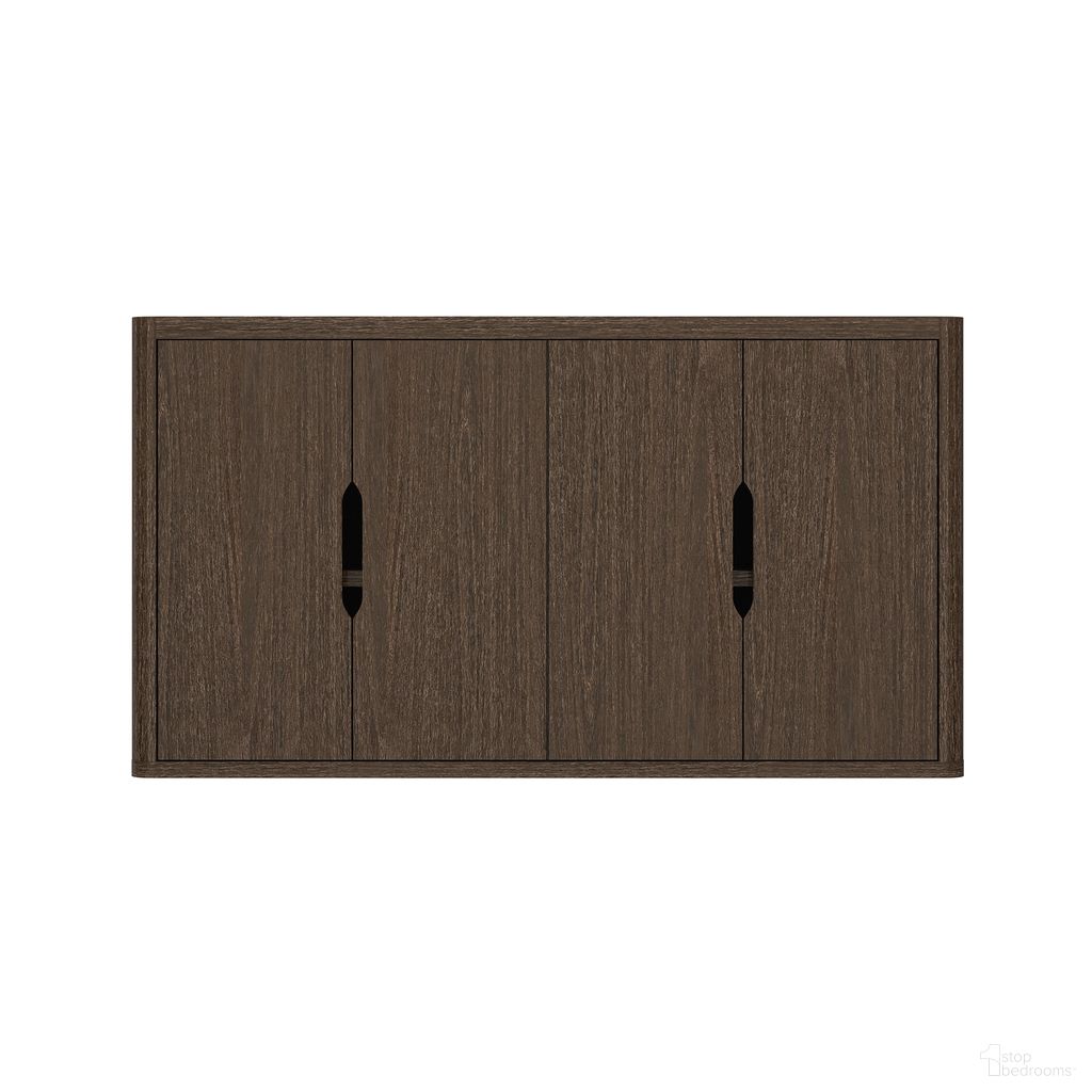 The appearance of Rivington Modern 4-Shelf 60" Sideboard in Walnut designed by Manhattan Comfort in the modern / contemporary interior design. This walnut piece of furniture  was selected by 1StopBedrooms from Rivington Collection to add a touch of cosiness and style into your home. Sku: SB009-BR. Material: MDP.