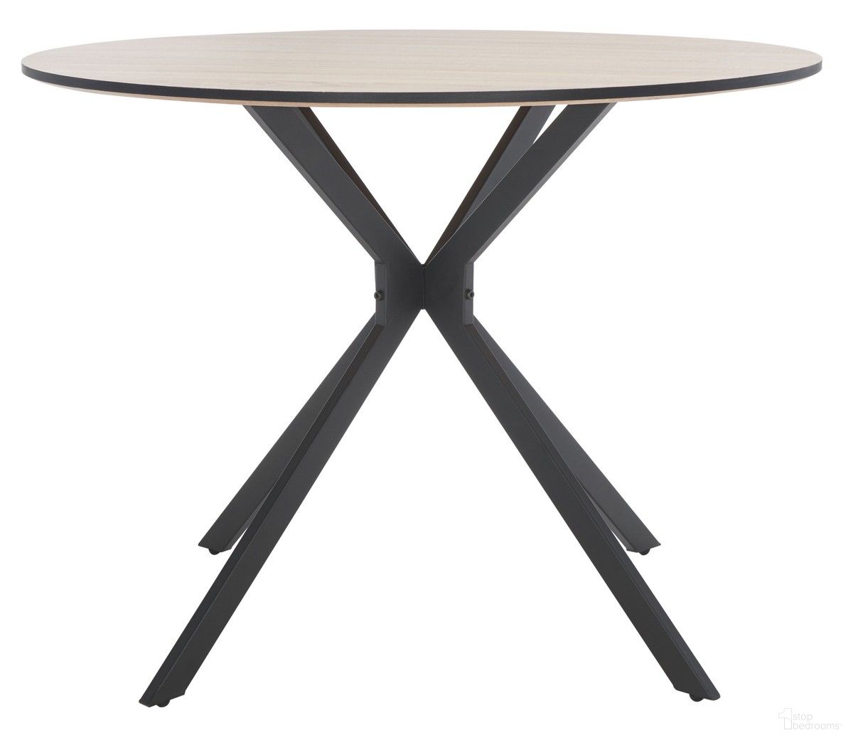 The appearance of Rixley Dining Table in Black designed by Safavieh in the transitional interior design. This black piece of furniture  was selected by 1StopBedrooms from Rixley Collection to add a touch of cosiness and style into your home. Sku: DTB5803A. Table Base Style: Pedestal. Table Top Shape: Round. Material: Wood. Size: 39".