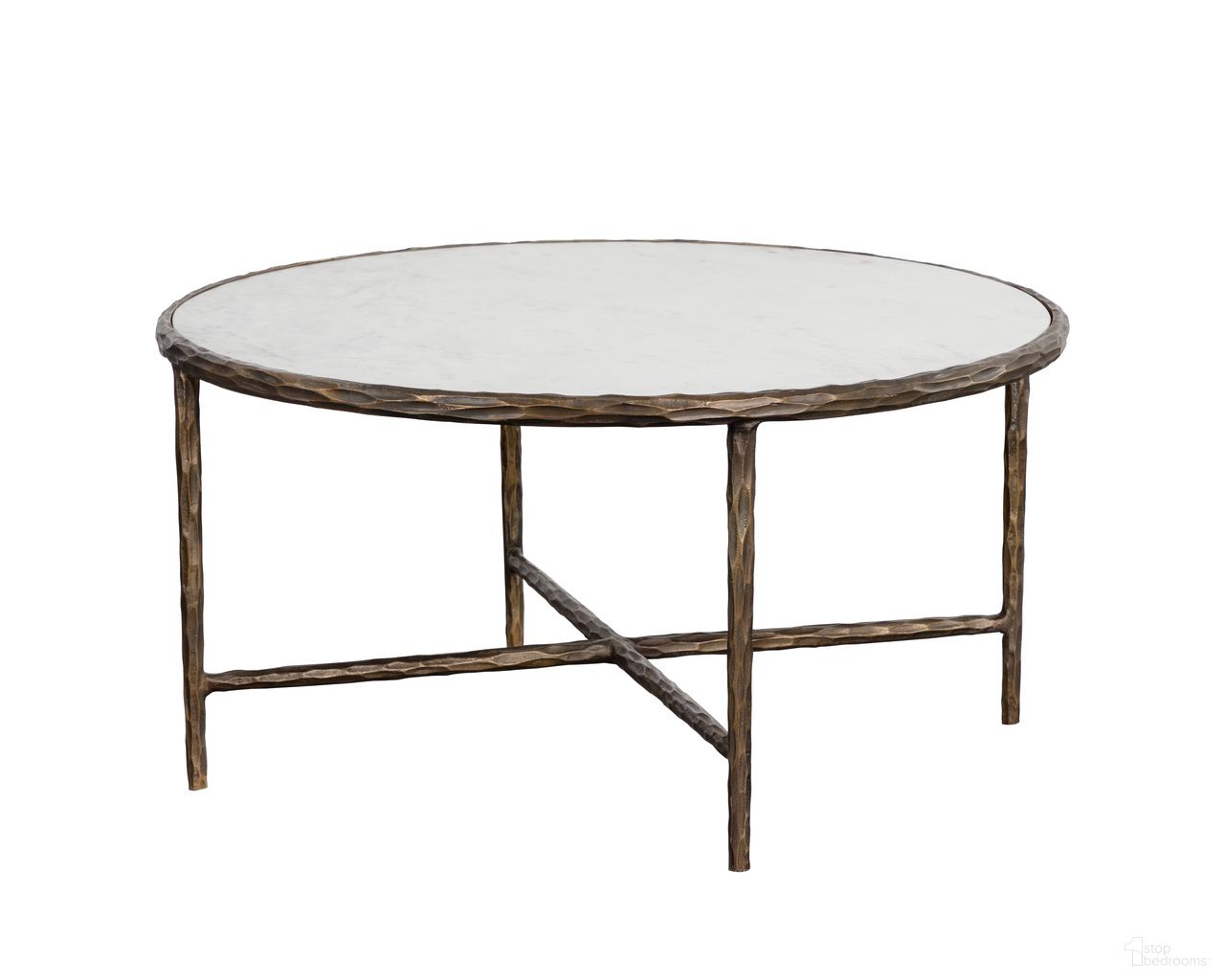 Riyaz Coffee Table In Antique Brass and White