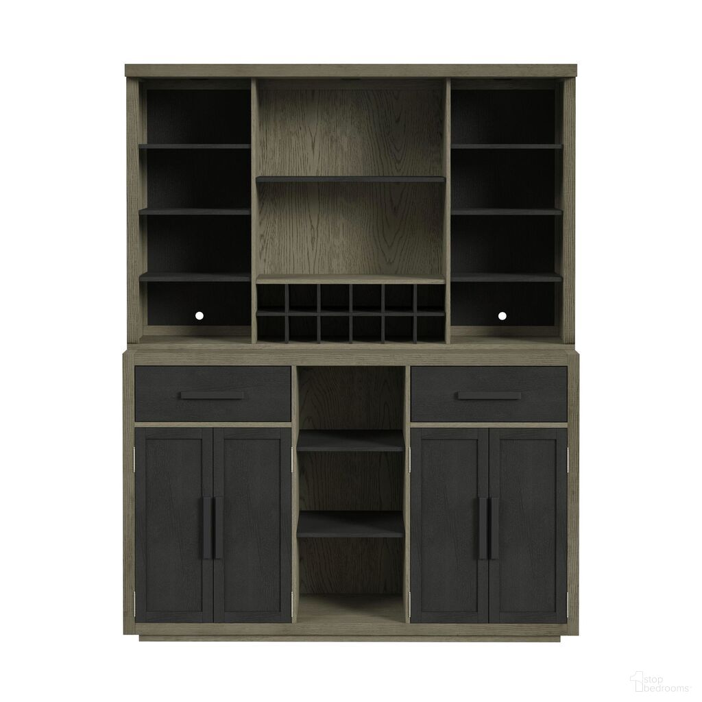 Rizzo Buffet and Hutch with Light In Grey and Dark Espresso
