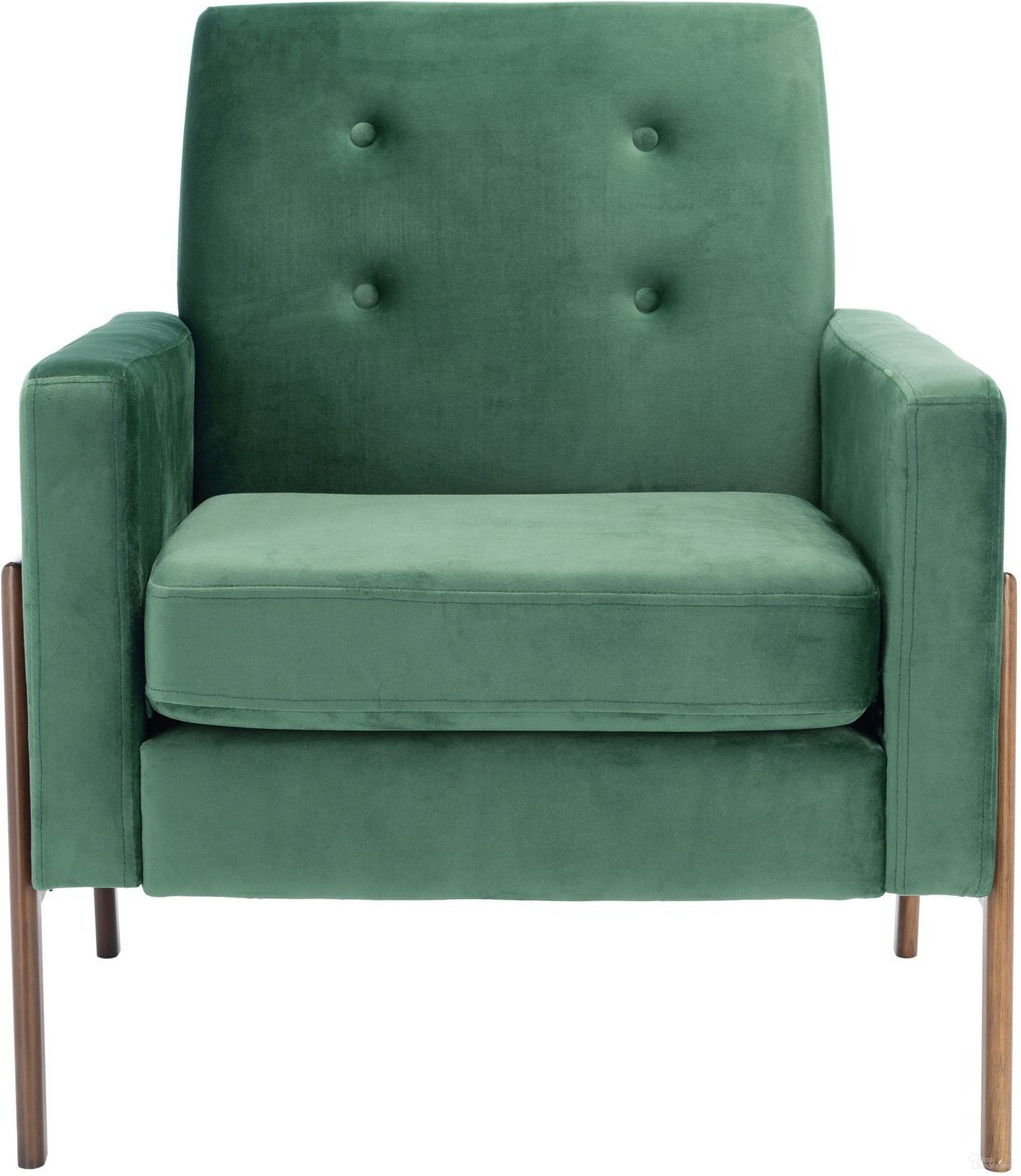 The appearance of Roald Sofa Accent Chair in Antique Coffee ACH6209B designed by Safavieh in the transitional interior design. This green piece of furniture was selected by 1StopBedrooms from Roald Collection to add a touch of cosiness and style into your home. Sku: ACH6209B. Material: Velvet.