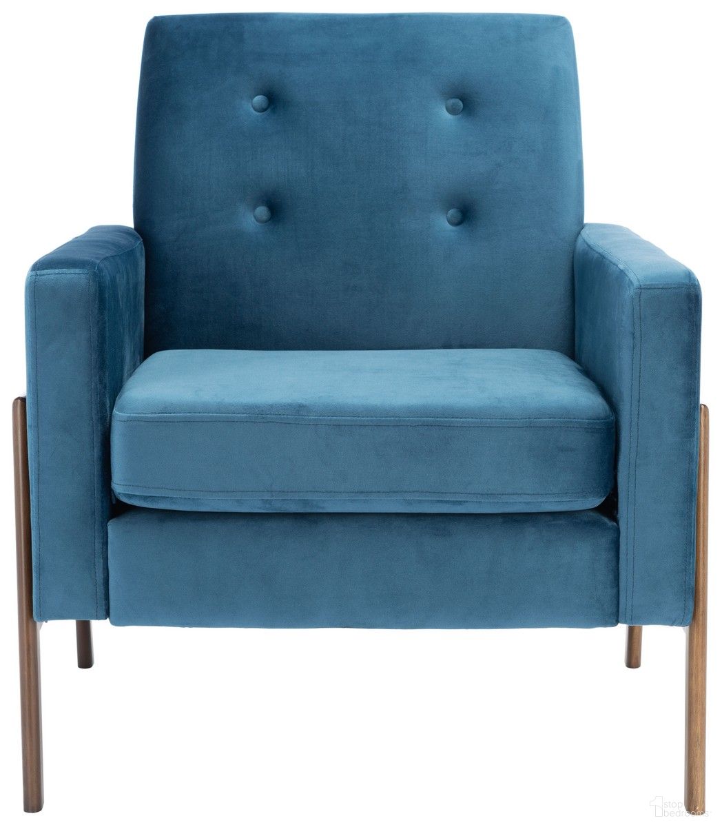 The appearance of Roald Sofa Accent Chair in Blue designed by Safavieh in the transitional interior design. This blue piece of furniture was selected by 1StopBedrooms from Roald Collection to add a touch of cosiness and style into your home. Sku: ACH6209A. Material: Metal.