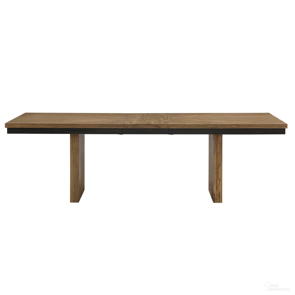 The appearance of Roatan 80-96 Inch Table with 16 Inch Self Storing Leaf In Brown designed by Steve Silver in the transitional interior design. This brown piece of furniture was selected by 1StopBedrooms from Roatan Collection to add a touch of cosiness and style into your home. Sku: RTN500TT;RTN500TB. Table Base Style: Double Pedestal. Material: MDF. Table Top Shape: Rectangular. Size: 36" x 80".