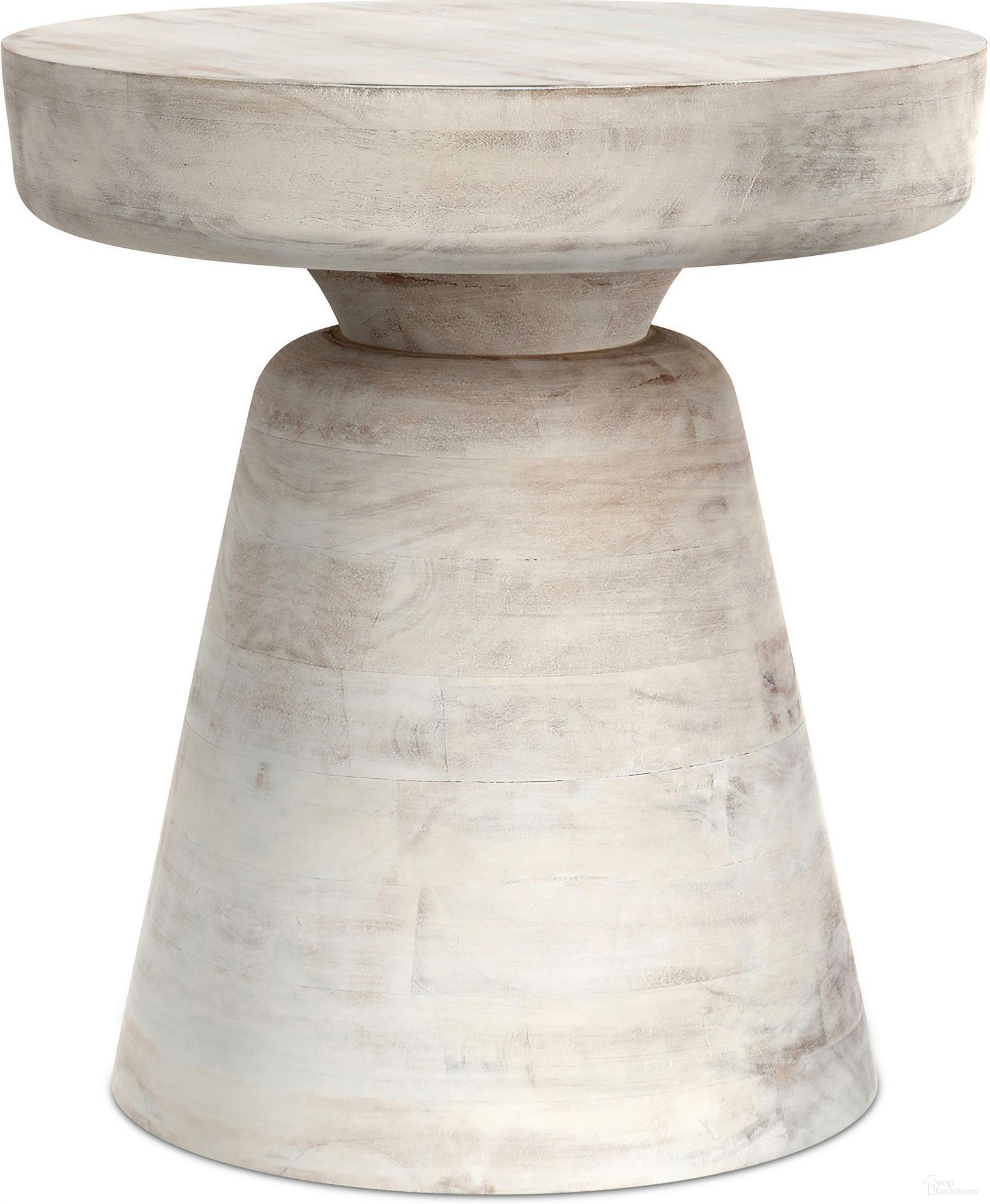 Robbie Solid Mango Wood Accent Table In Distressed White Wash