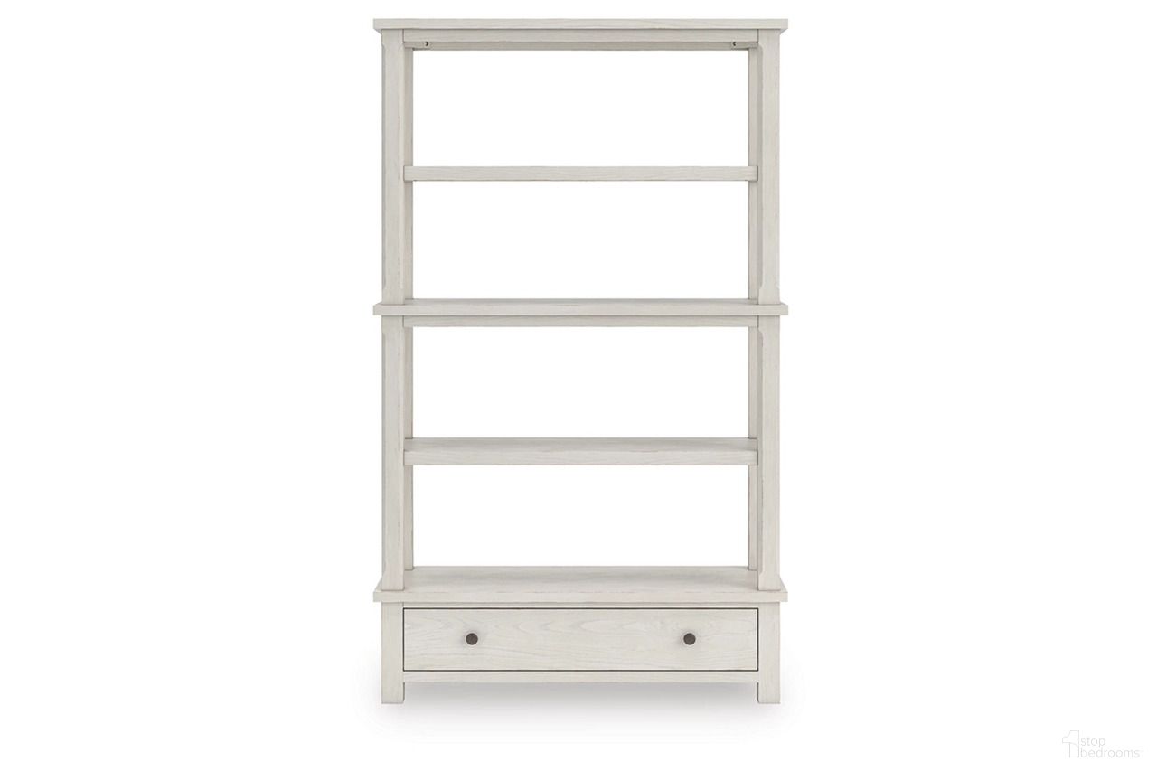 The appearance of Robbinsdale 75 Inch Bookcase In Antique White designed by Signature Design by Ashley in the transitional interior design. This antique white piece of furniture was selected by 1StopBedrooms from Robbinsdale Collection to add a touch of cosiness and style into your home. Sku: H742-70. Material: Wood.