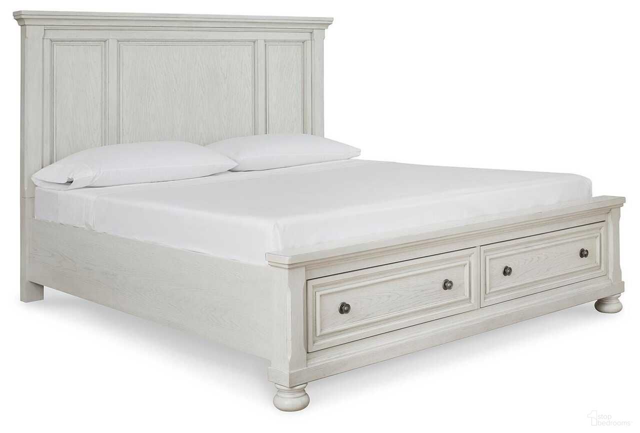 Robbinsdale California King Panel Storage Bed In Antique White