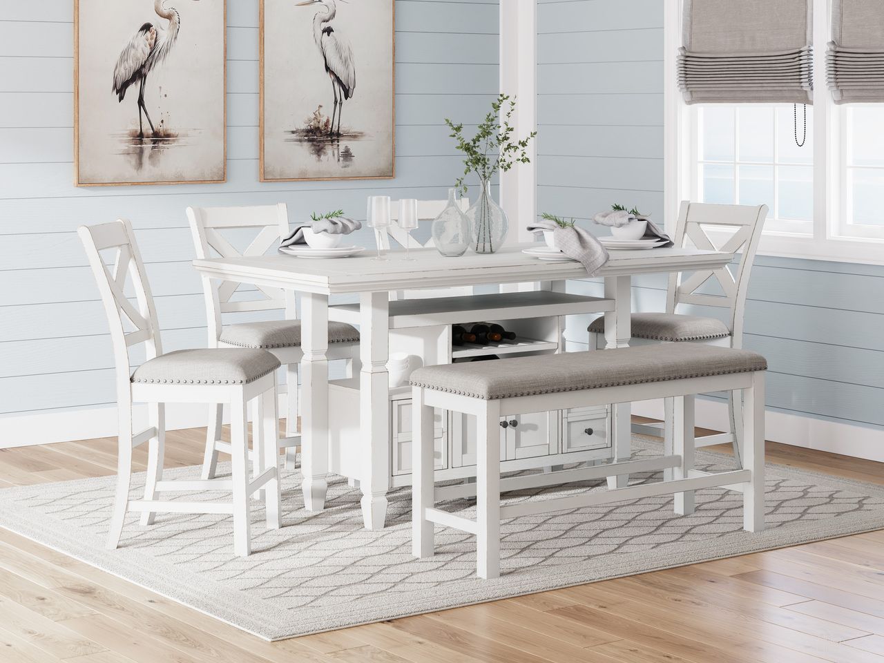 Robbinsdale Counter Height Dining Room Set In Antique White