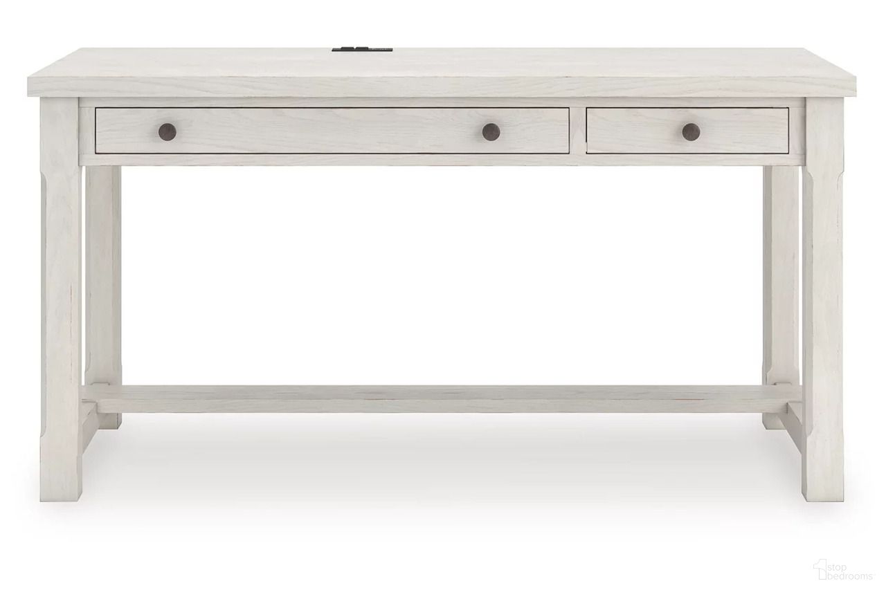 The appearance of Robbinsdale Home Office Desk In Antique White designed by Signature Design by Ashley in the transitional interior design. This antique white piece of furniture was selected by 1StopBedrooms from Robbinsdale Collection to add a touch of cosiness and style into your home. Sku: H742-34. Material: Wood.