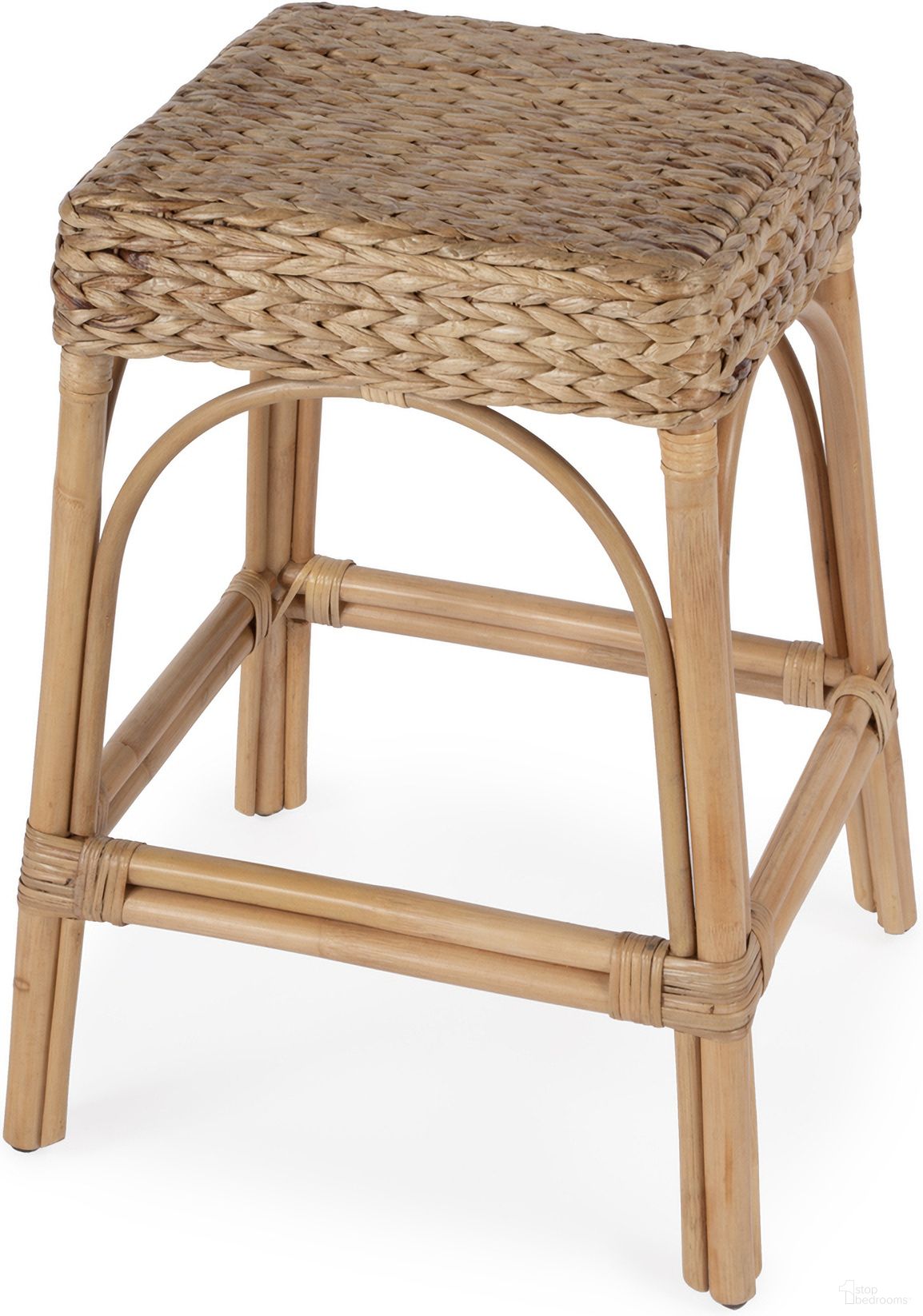 The appearance of Robias 24.5 Inch Rectangular Rattan and Water Hyacinth Counter Stool In Light Brown designed by Butler Specialty Company in the transitional interior design. This light brown piece of furniture was selected by 1StopBedrooms from Robias Collection to add a touch of cosiness and style into your home. Sku: 5513440. Material: Rattan.