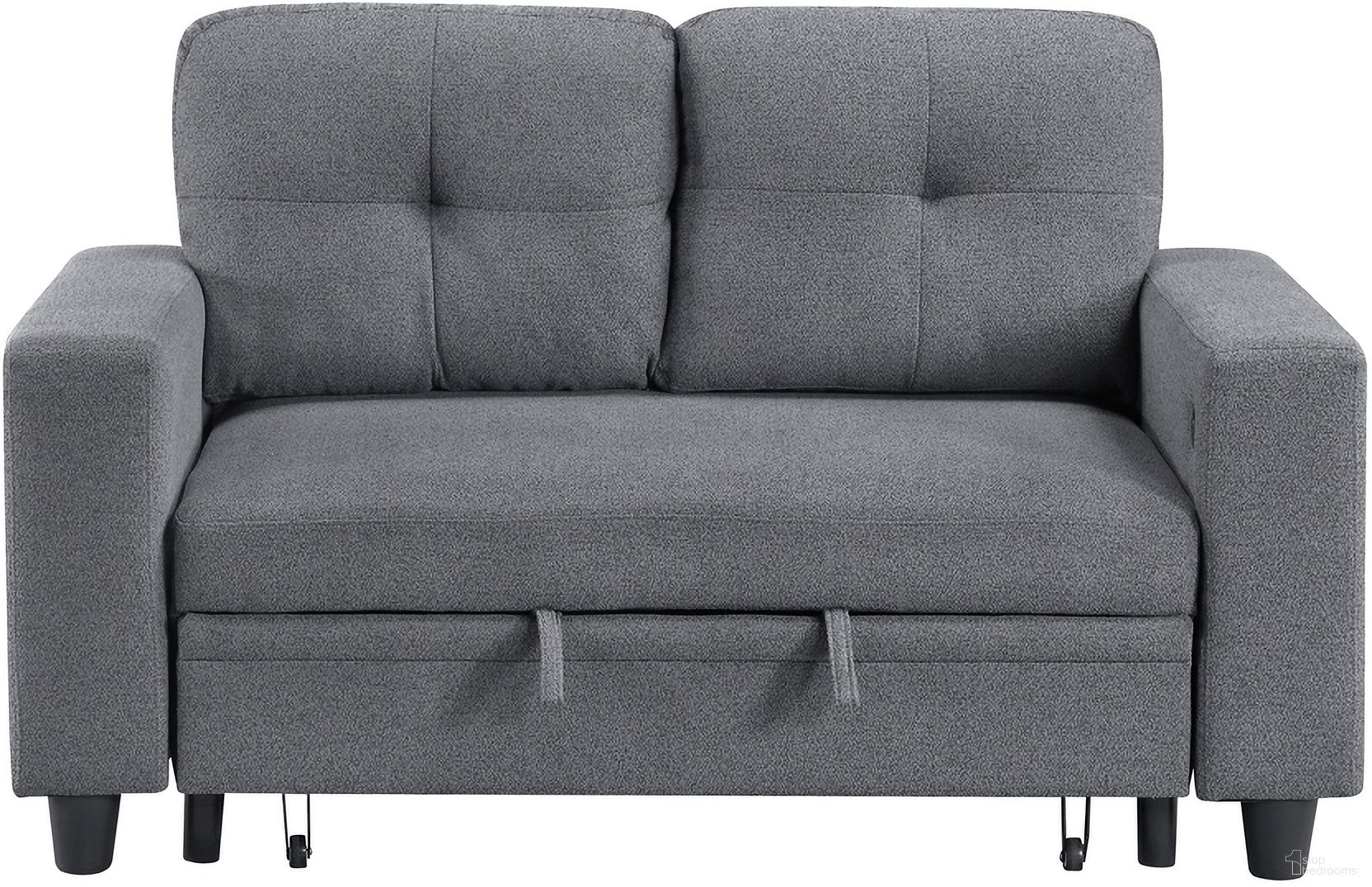 The appearance of Robinson Loveseat with Pull-out Bed and Charging Ports In Gray designed by Homelegance in the modern / contemporary interior design. This gray piece of furniture was selected by 1StopBedrooms from Robinson Collection to add a touch of cosiness and style into your home. Sku: 9705GY-AB;9705GY-2A. Material: Boucle.