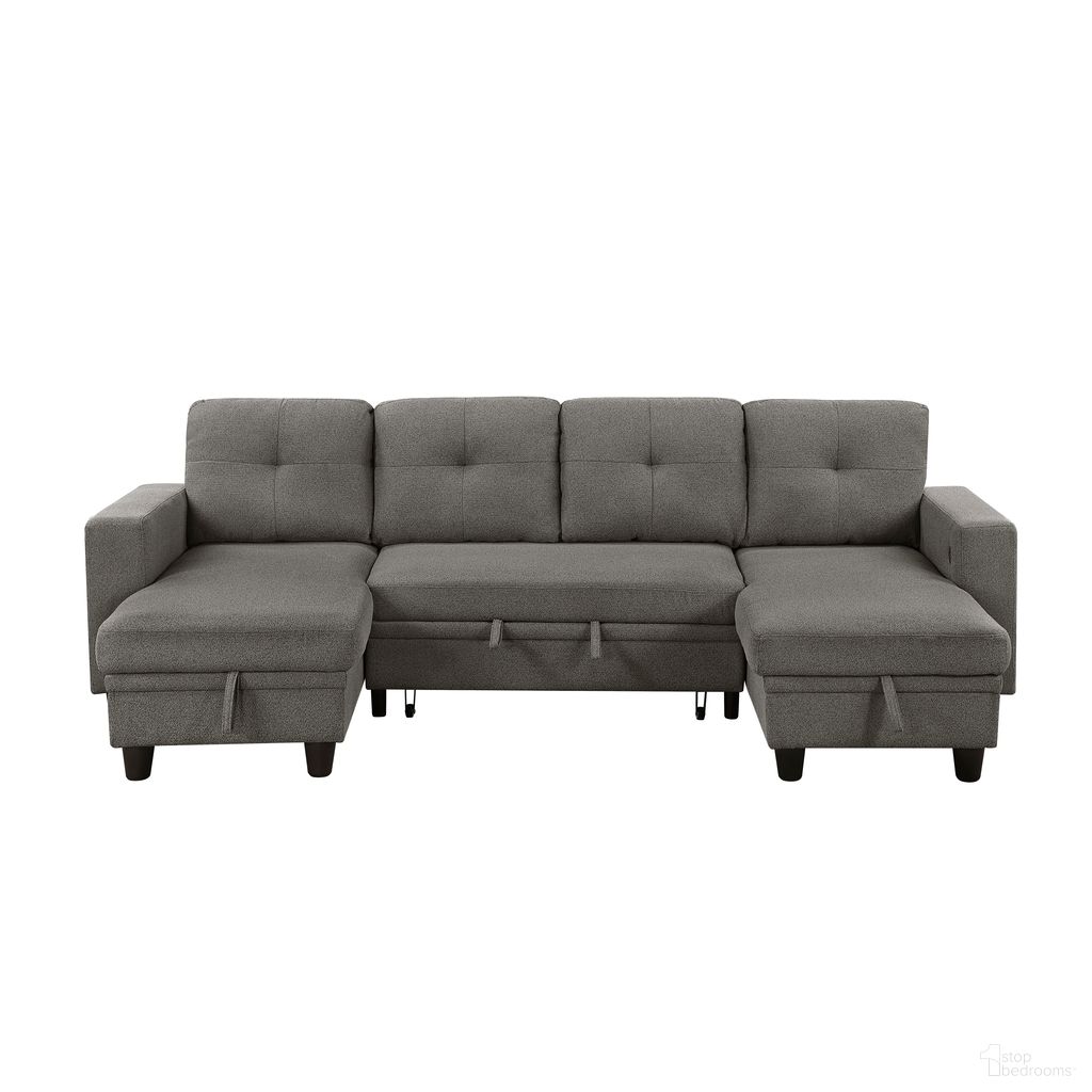 The appearance of Robinson Sectional with Two Chaises, Pull-out Bed, Shelves and Charging Ports In Brown designed by Homelegance in the modern / contemporary interior design. This brown piece of furniture was selected by 1StopBedrooms from Robinson Collection to add a touch of cosiness and style into your home. Sku: 9705DB-VC;9705DB-VC;9705DB-2A;9705DB-AB. Layout: U-Shape. Material: Boucle.
