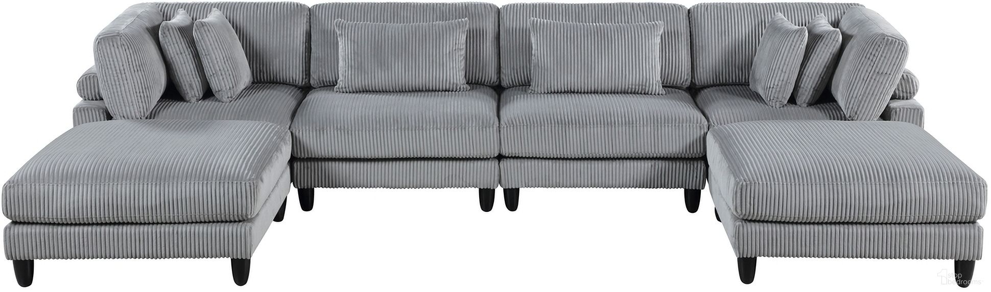 The appearance of Robstown 6-Piece Modular Sectional with Ottomans In Gray designed by Homelegance in the modern / contemporary interior design. This gray piece of furniture was selected by 1StopBedrooms from Robstown Collection to add a touch of cosiness and style into your home. Sku: 9688GY-CR;9688GY-CR;9688GY-AC;9688GY-AC;9688GY-4;9688GY-4. Layout: U-Shape. Material: Corduroy.
