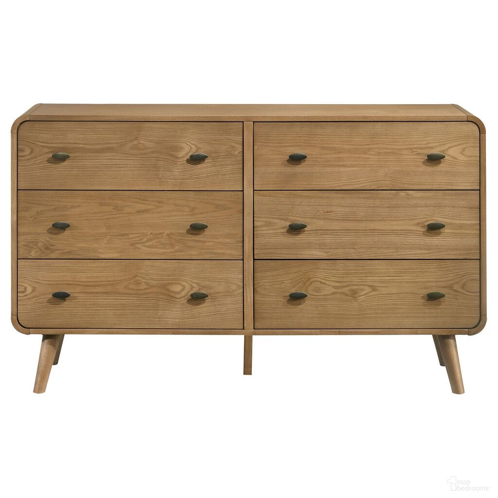 The appearance of Robyn 6-Drawer Bedroom Dresser In Light Ash designed by Coaster in the transitional interior design. This light ash piece of furniture  was selected by 1StopBedrooms from Robyn Collection to add a touch of cosiness and style into your home. Sku: 225093. Material: Particle Board.
