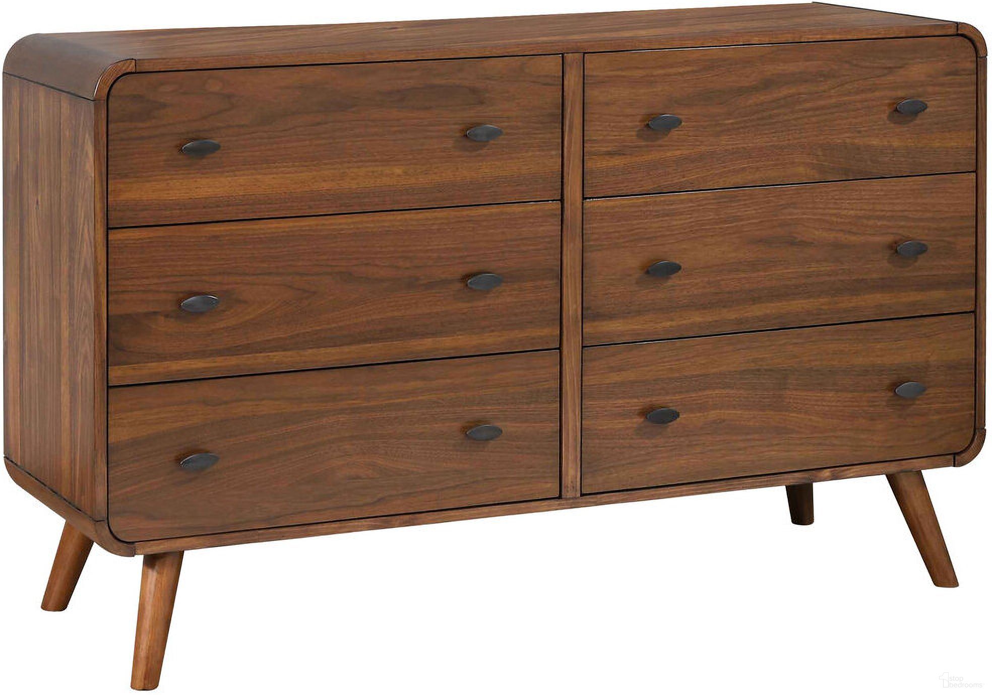The appearance of Robyn 6-drawer Dresser Dark Walnut designed by Coaster in the modern / contemporary interior design. This dark walnut piece of furniture was selected by 1StopBedrooms from Robyn Collection to add a touch of cosiness and style into your home. Sku: 205133. Material: Wood.