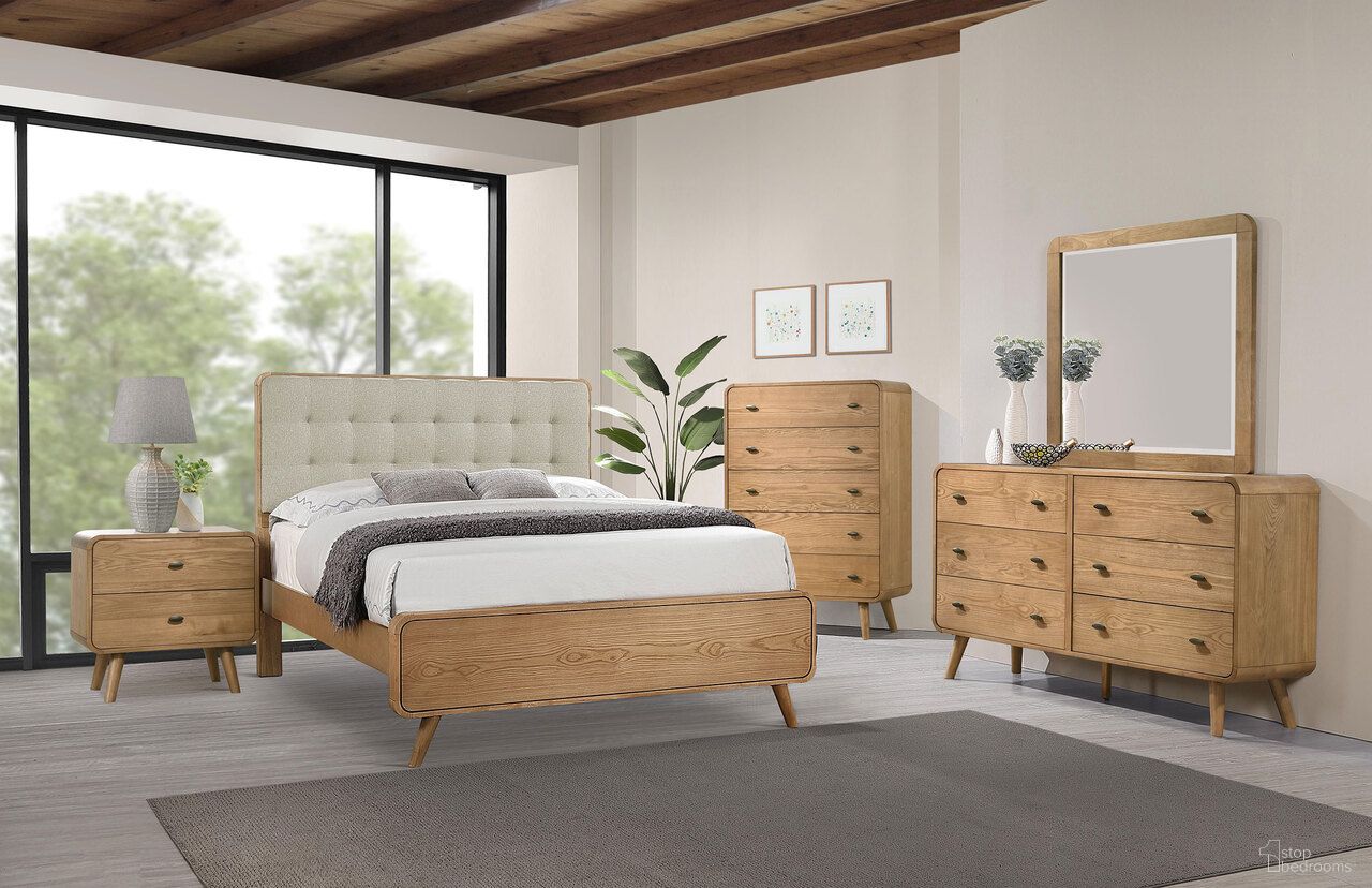 Robyn Platform Bedroom Set In Light Ash and Cool Beige