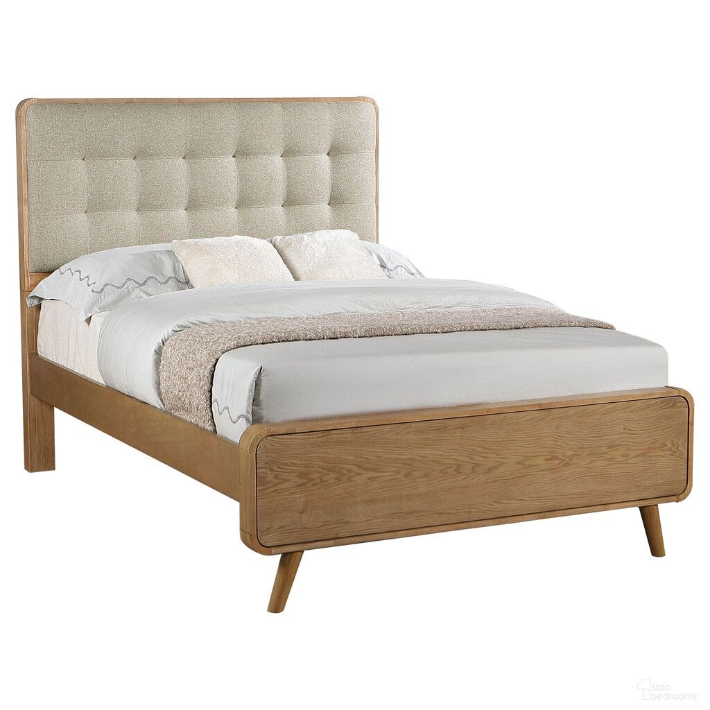 Robyn Wood Full Platform Bed In Light Ash and Cool Beige